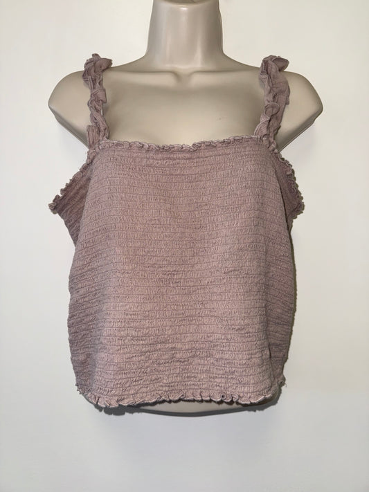Aerie (XL) Smocked Stretchy Crop Top with Ruffle Straps