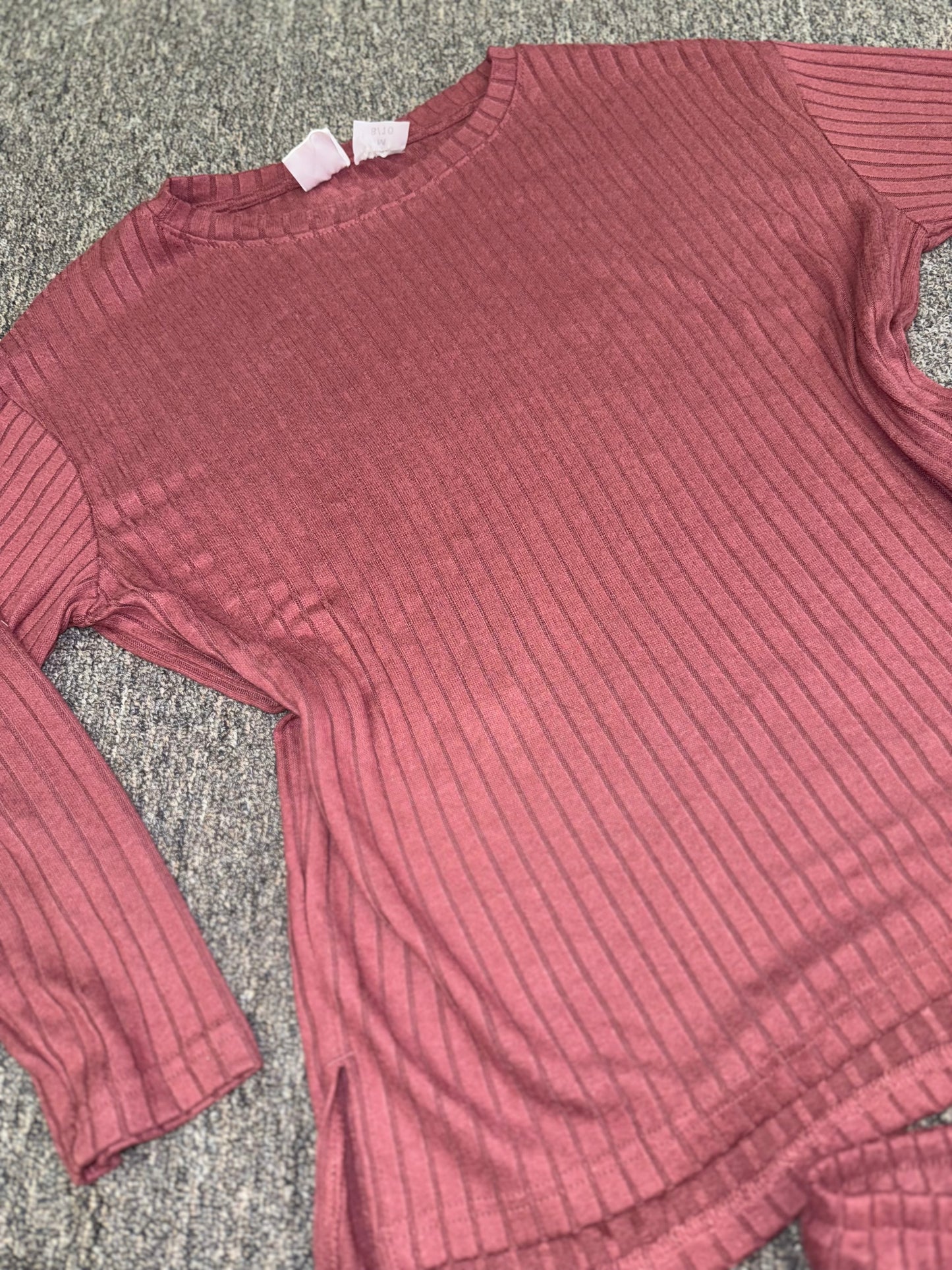 Serra (Medium) Coral Ribbed Loungewear Set