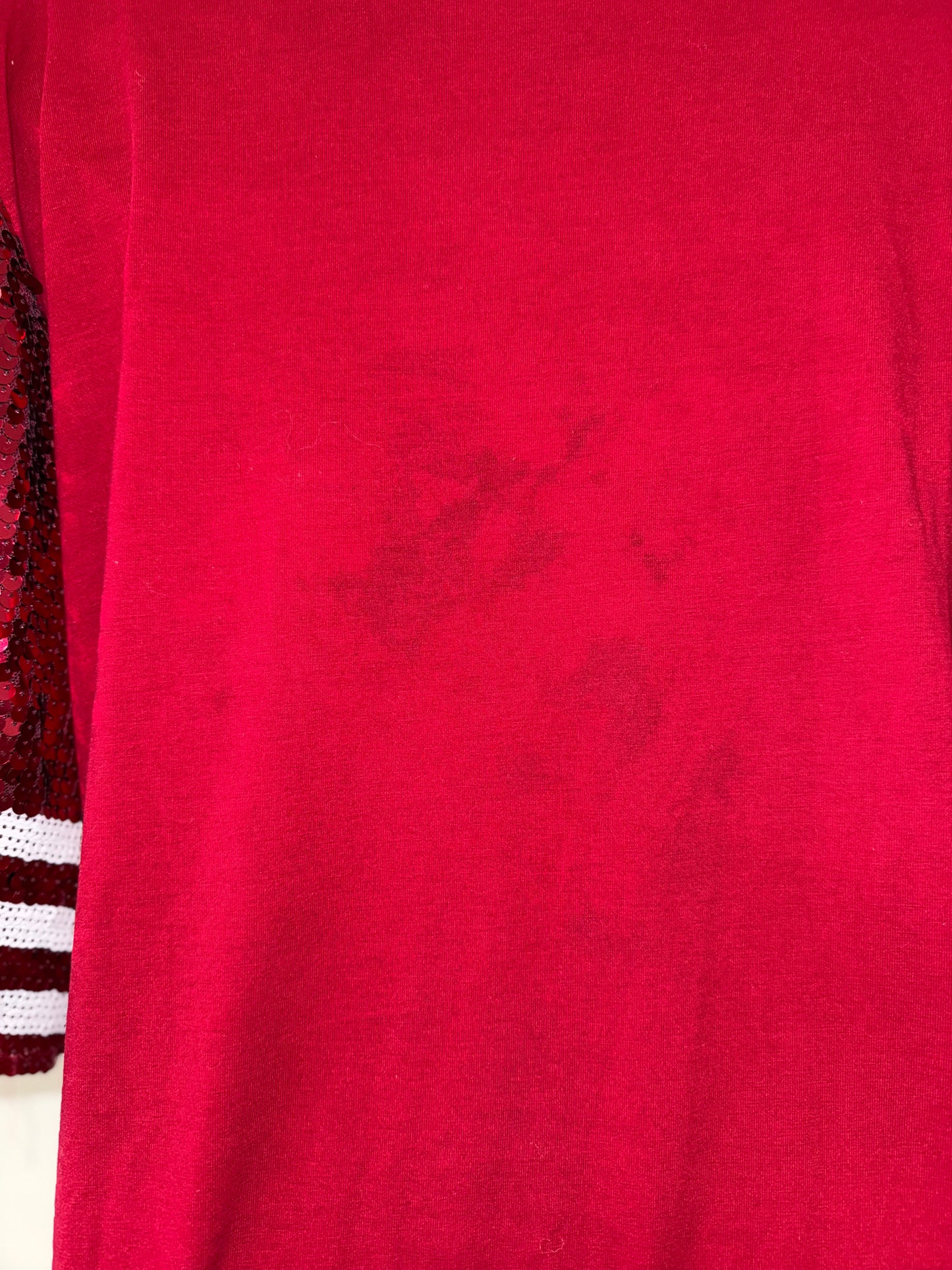 WHY Dress (OS) Red & White Short Sleeve Sequin '00' Football Jersey Dress