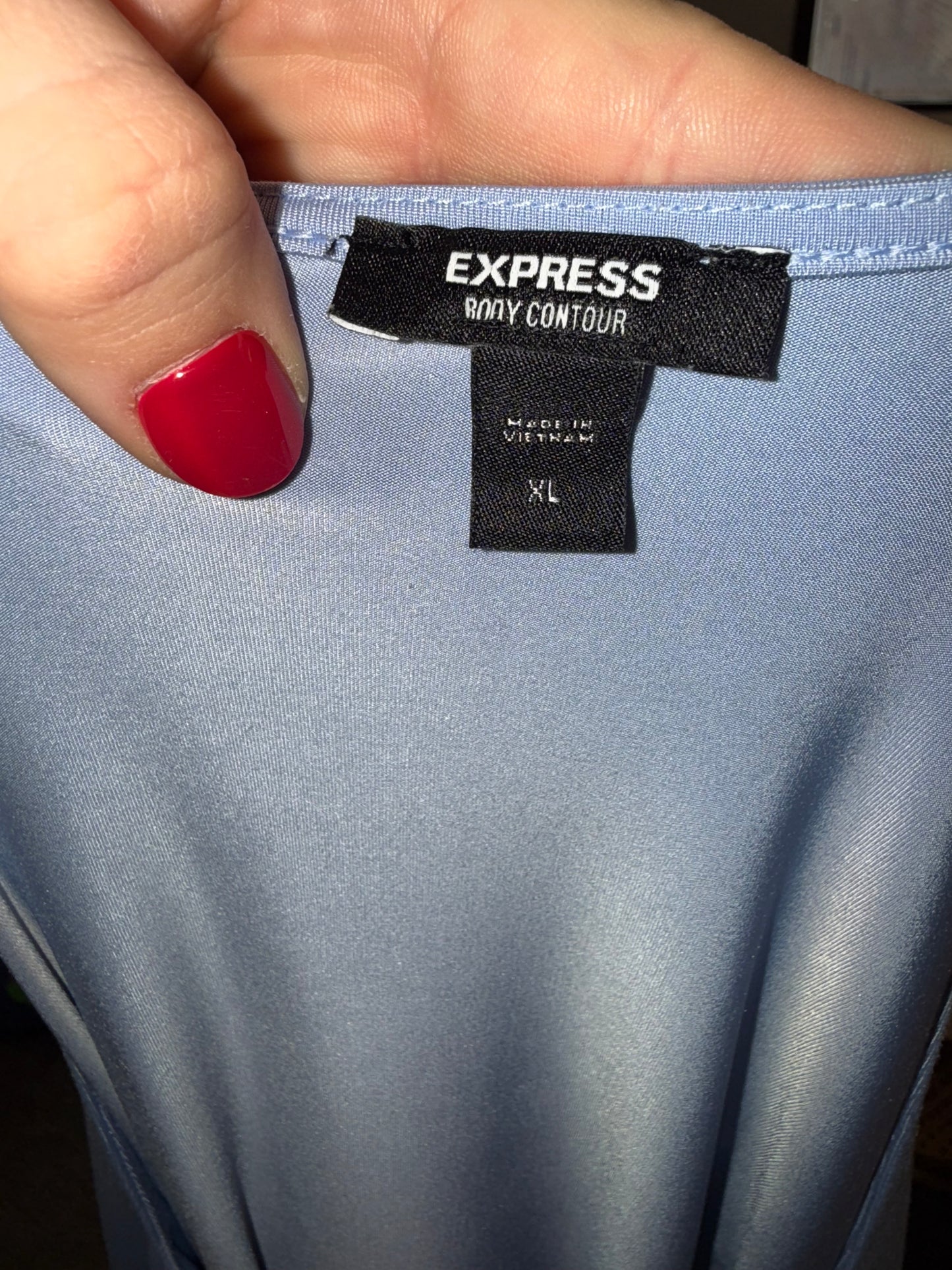 Express (XL) Blue Long Sleeve Body Contour Bodysuit