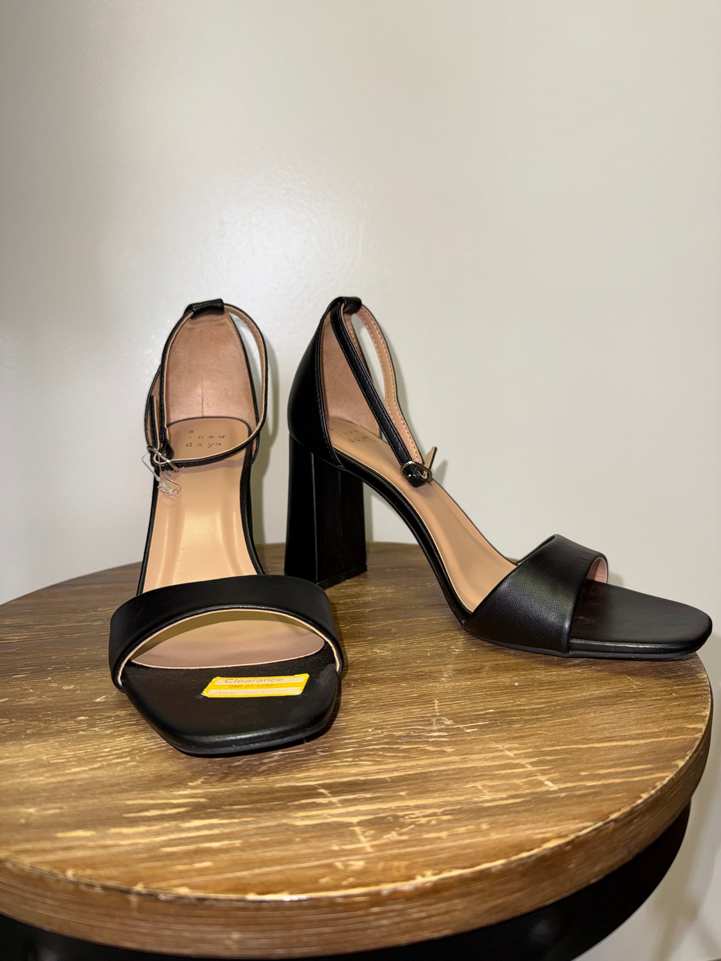 NWT A New Day (10) Brand New Black Open Toe Ankle Strap Heels