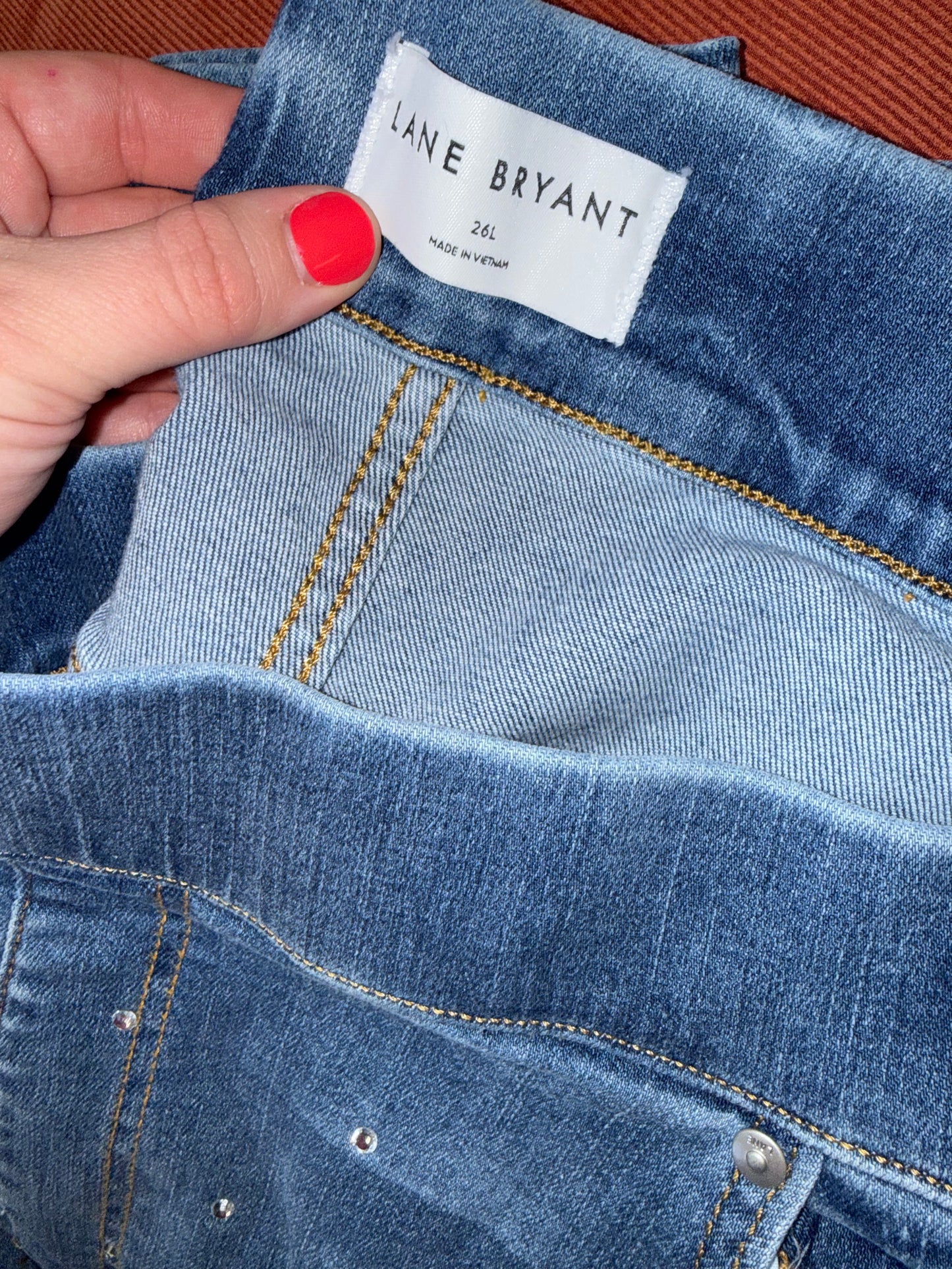 NWT Lane Bryant (26 Long) Brand New High Rise Pull On Jegging Jeweled Jeans