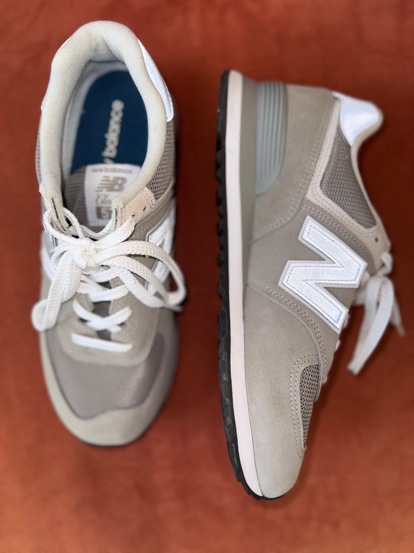 New Balance (9.5M or 11W) White//Grey 574 Classic Core Sneakers