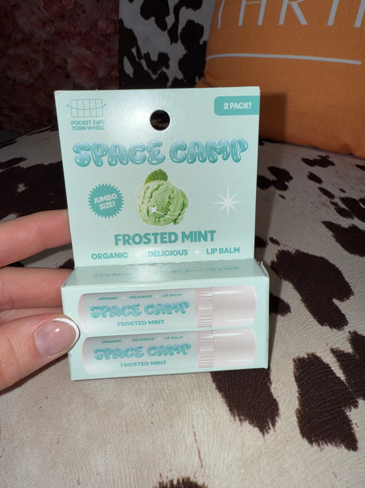 Brand New Space Camp 2 Piece Frosted Mint Organic Lip Balm