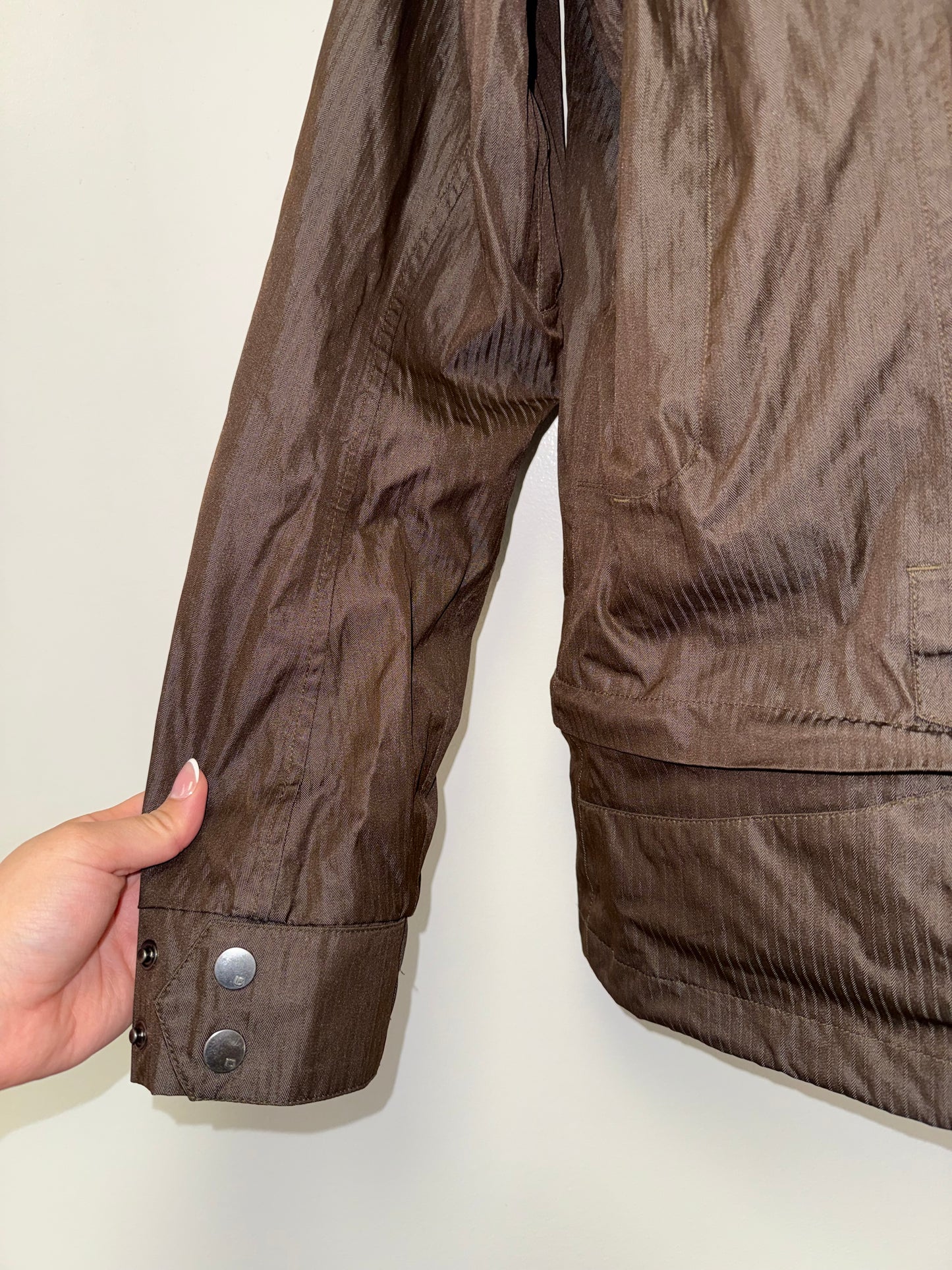 Burton Racing (Medium) Brown Button Up Coat with Zipped Bottom Half