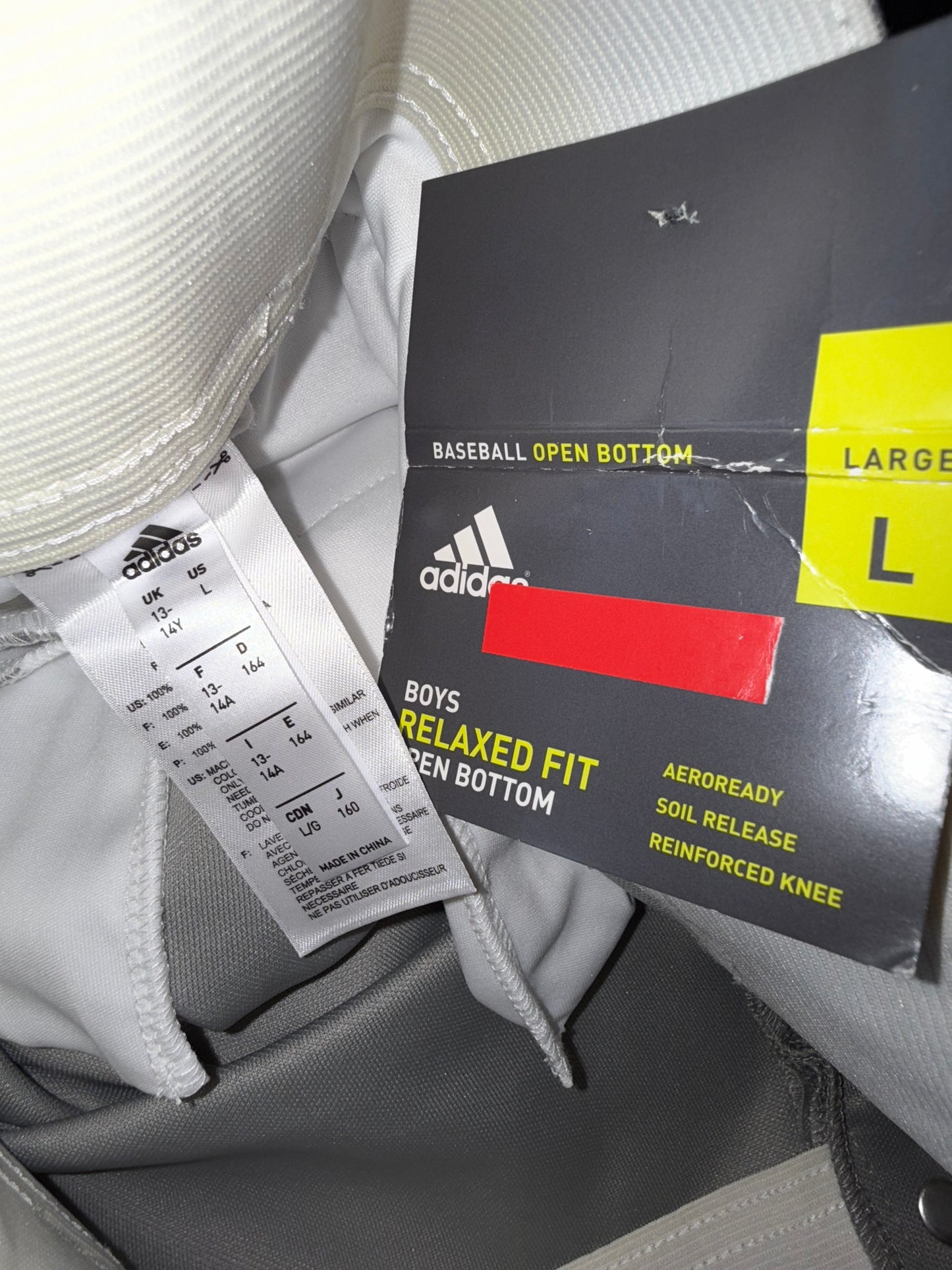 NWT Adidas (Boys Large) Brand New Grey Relaxed Fit Baseball Pants