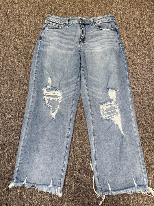 SO (13W) Distressed High Rise Straight Leg Denim Jeans