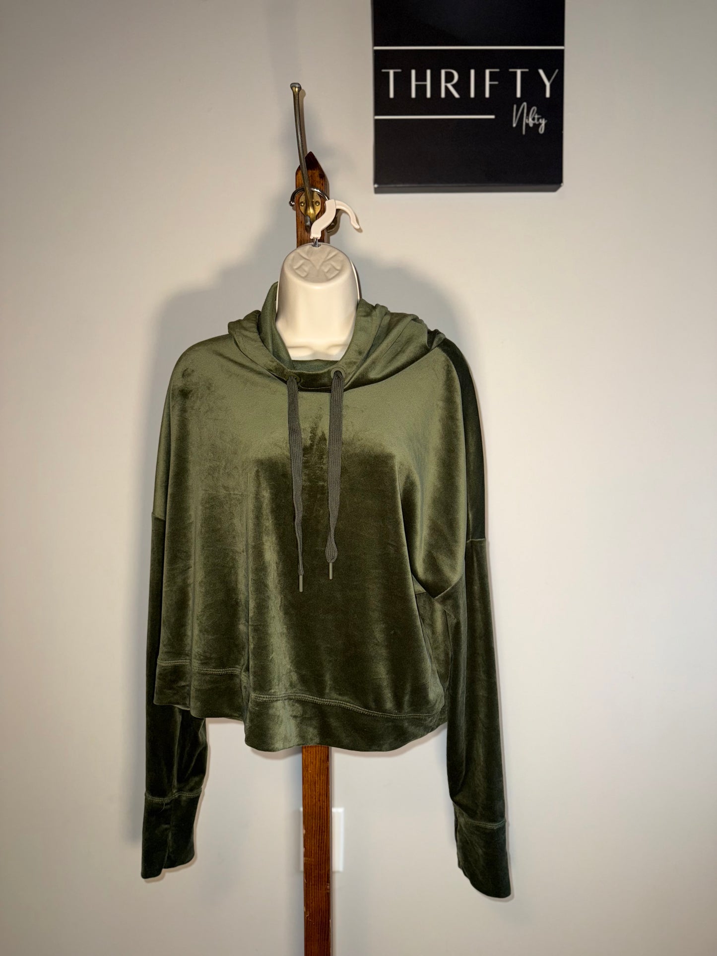 aerie (Large) Green Soft Material Cropped Hoodie