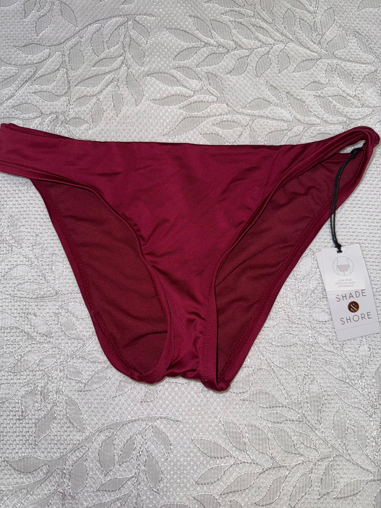 NWT Shade & Shore (XS) Brand New Maroon Low Rise Bikini Swim Bottoms