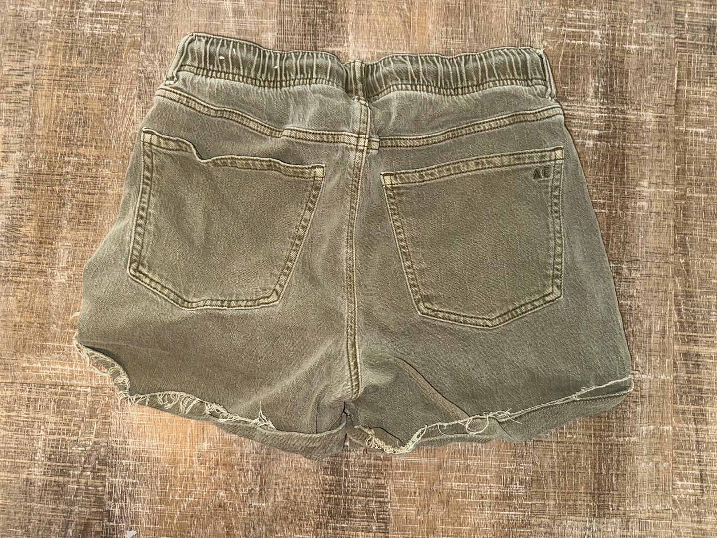 American Eagle (4) Green Stretchy Drawstring Waist Denim Jean Shorts