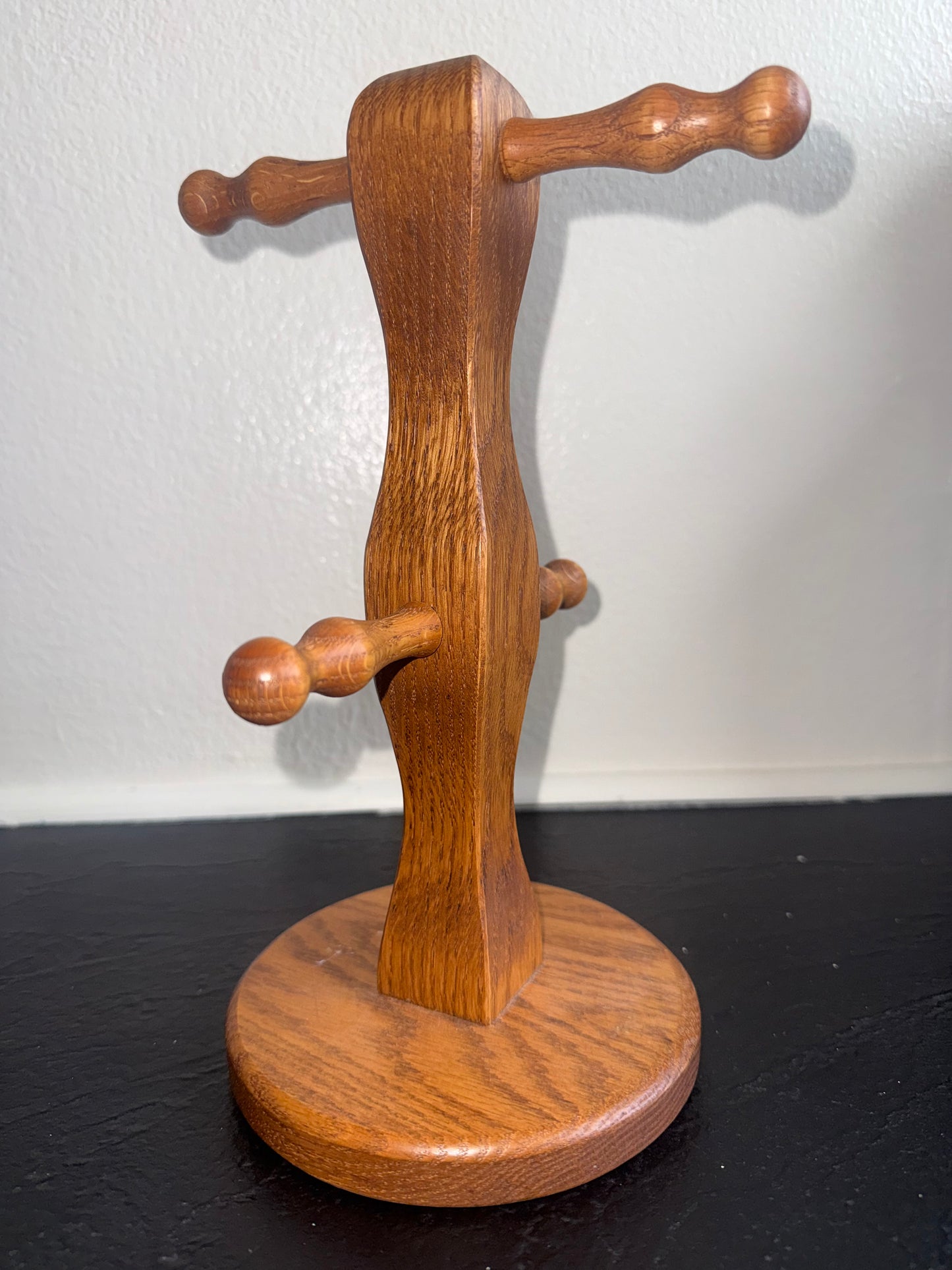 Vintage Brown Wooden Mug Tree Stand Holder
