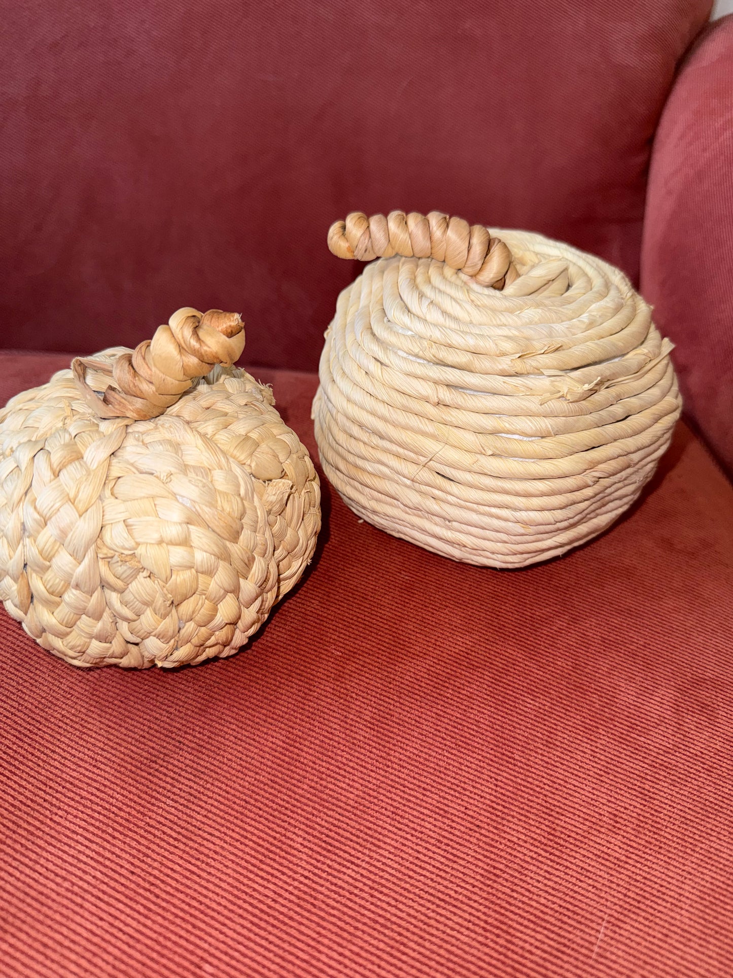 3 Piece Neutral Woven Pumpkin Set