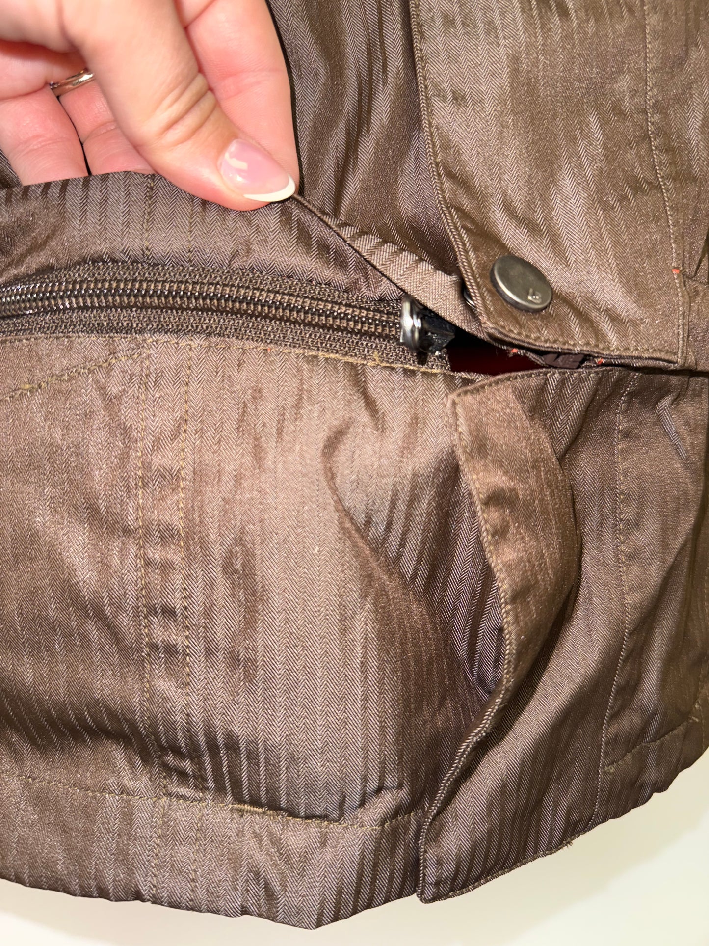 Burton Racing (Medium) Brown Button Up Coat with Zipped Bottom Half