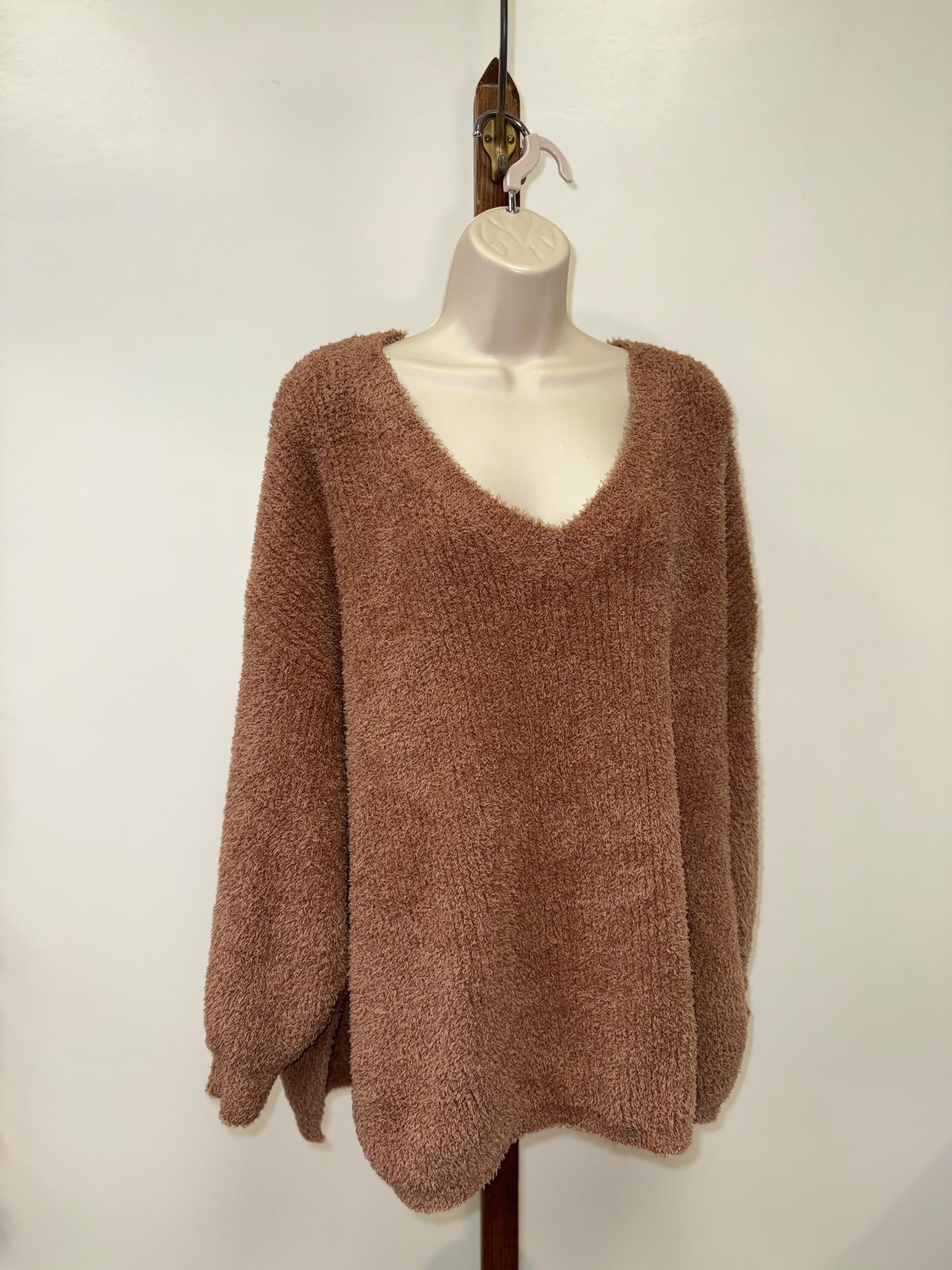 (Large) Brown V-Neck Super Soft Sweater