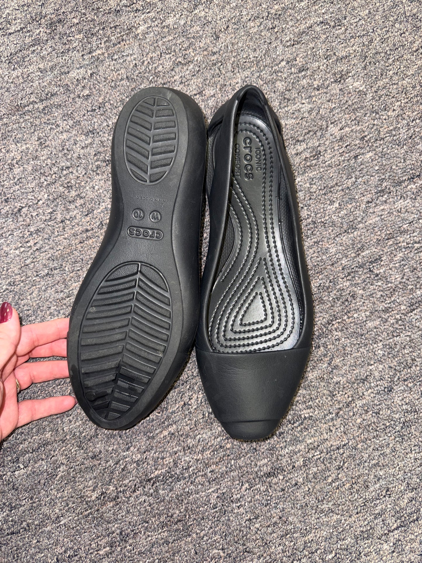 Crocs (10) Black Iconic Comfort Slip On Flats