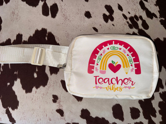 Teacher Vibes Cream Fanny Pack