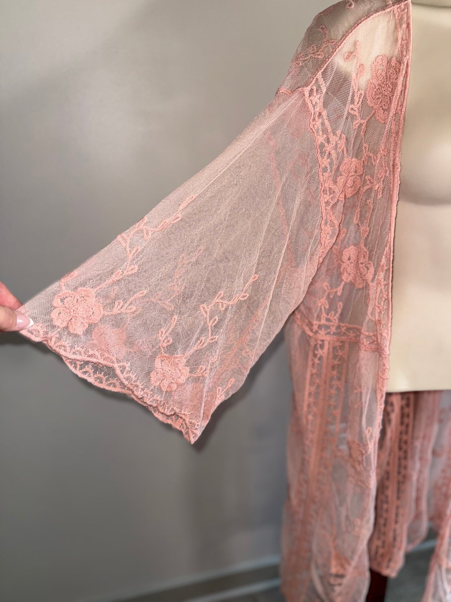 Lauren Conrad (OS) Pink Sheer Embroidered Cover Up