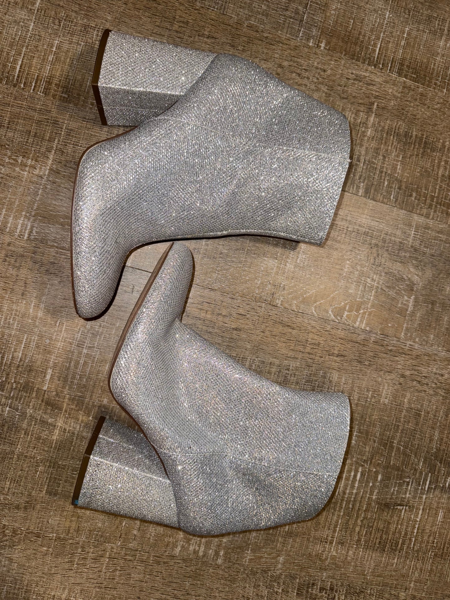 Madden Girl (9) Silver Glitter Heeled Ankle Boot