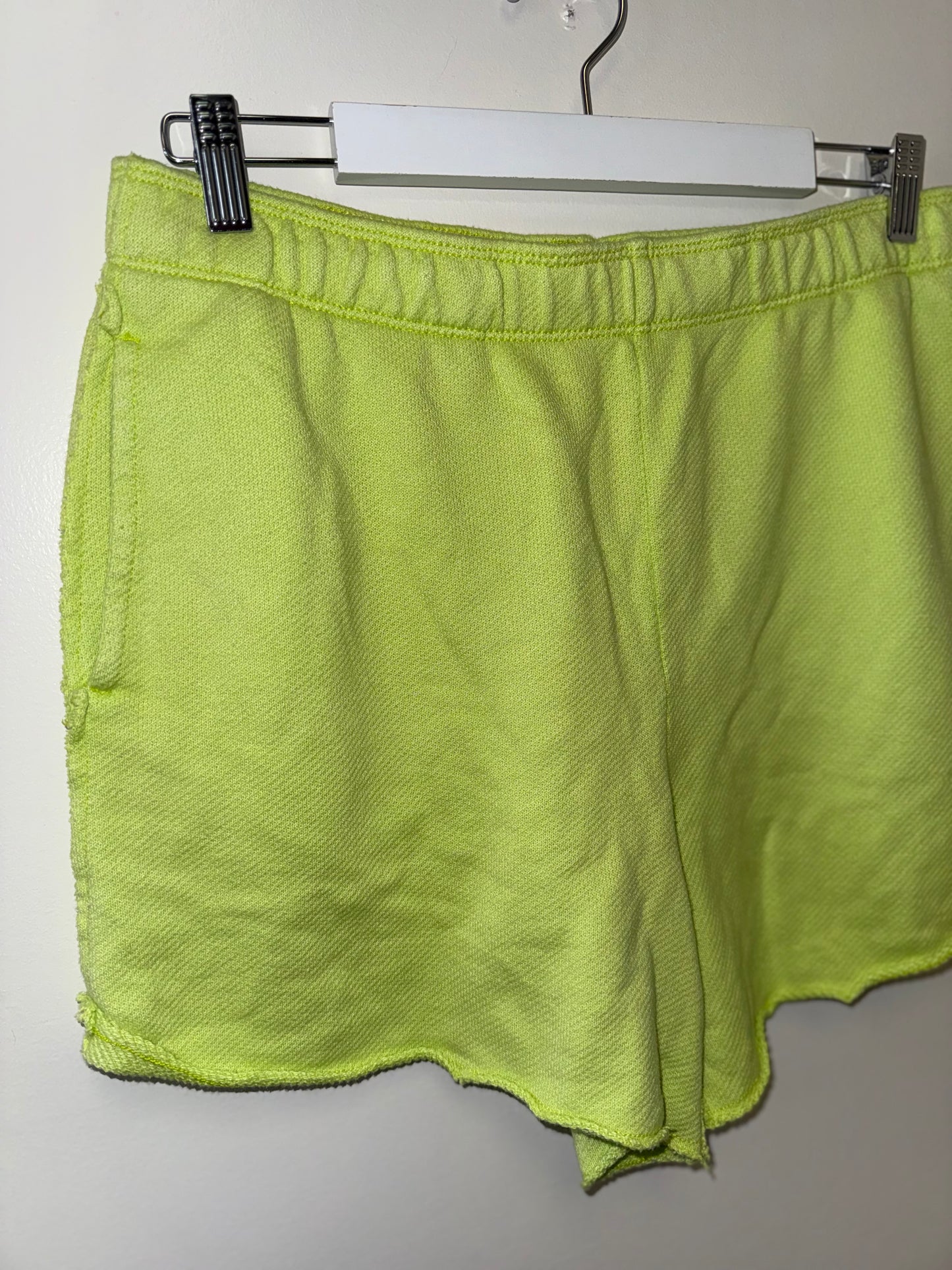 Aerie (Large) Neon Green Cut Off Sweat Shorts with Pockets