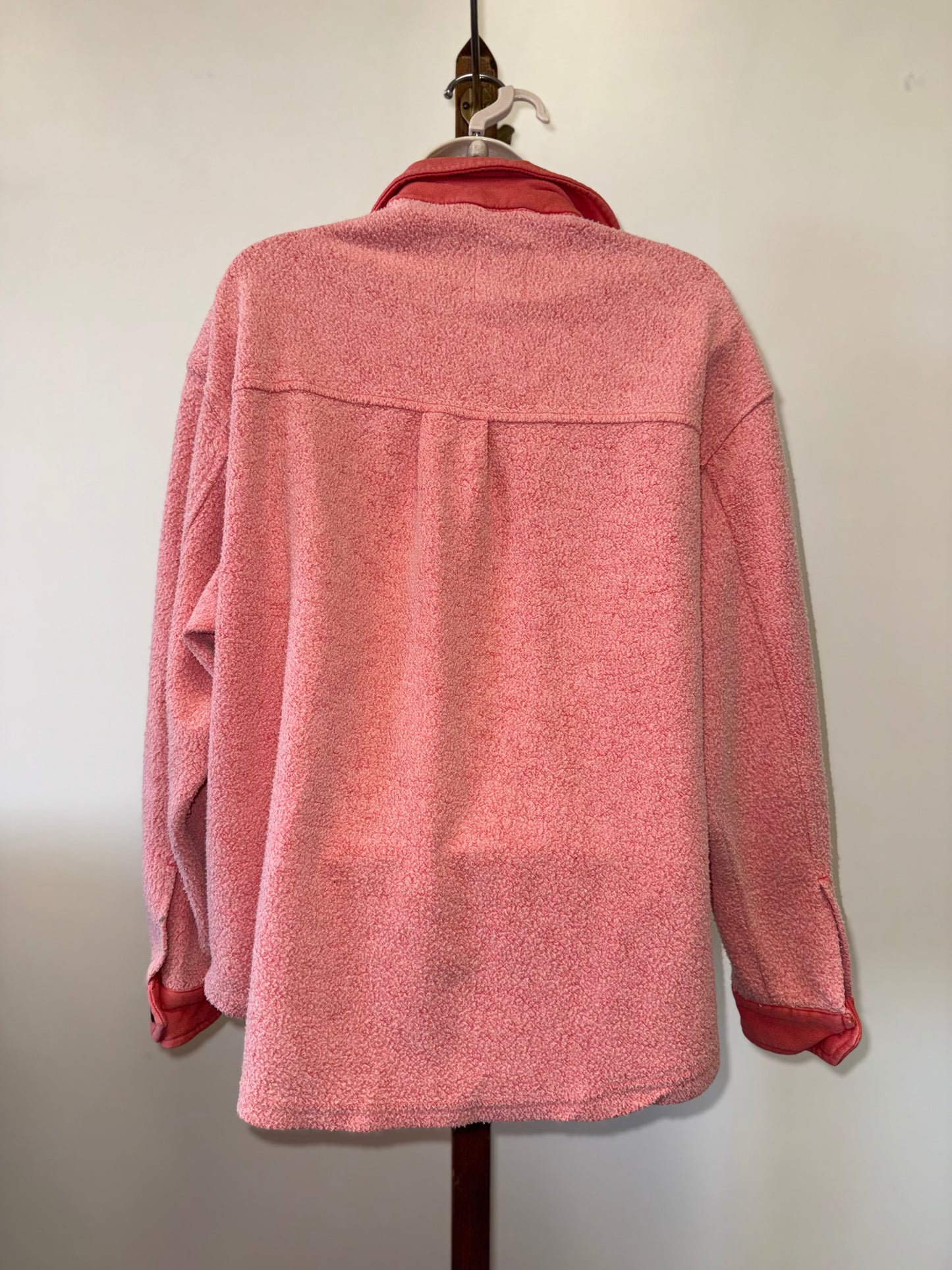 SO (Small) Coral Fleece Button Up Shacket