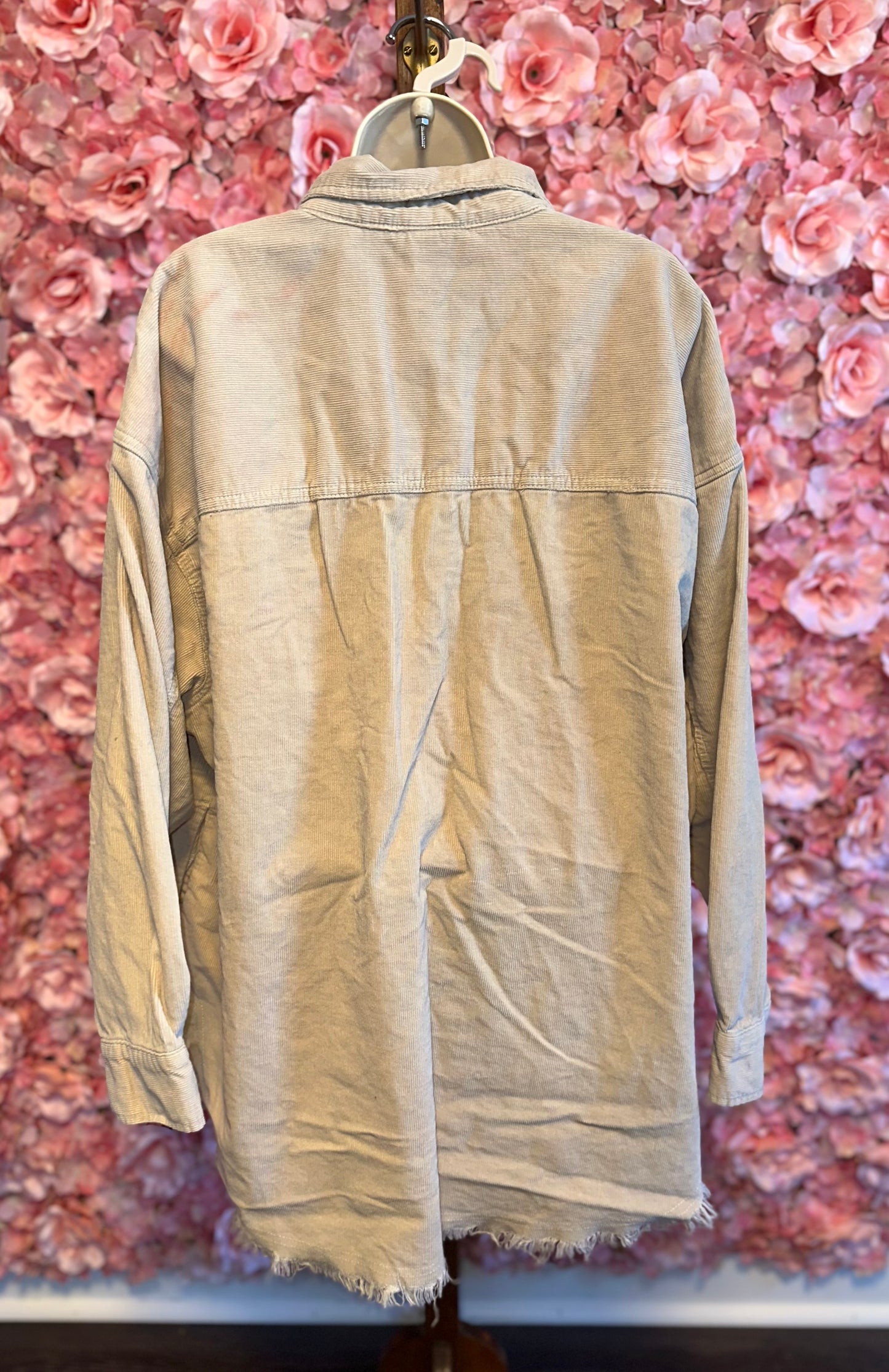 Aerie (XL) Creme Ribbed Corduroy Quarter Zip Up Pullover