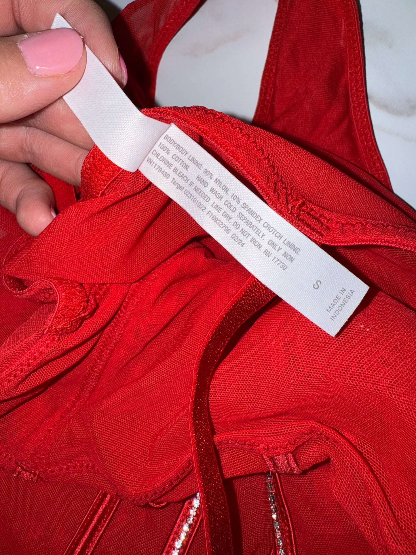 NWT Auden (Small) Brand New Red One Piece Jeweled Lingerie Bodysuit