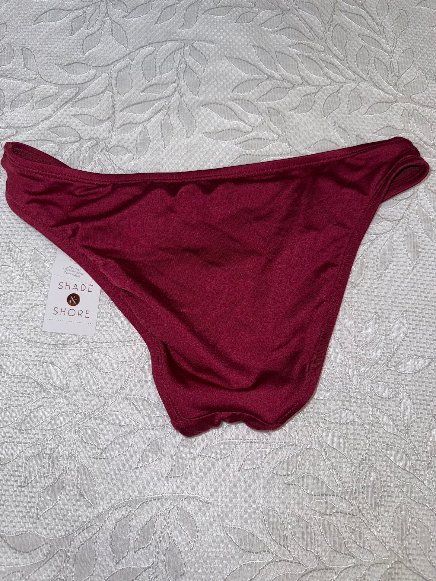 NWT Shade & Shore (XS) Brand New Maroon Low Rise Bikini Swim Bottoms