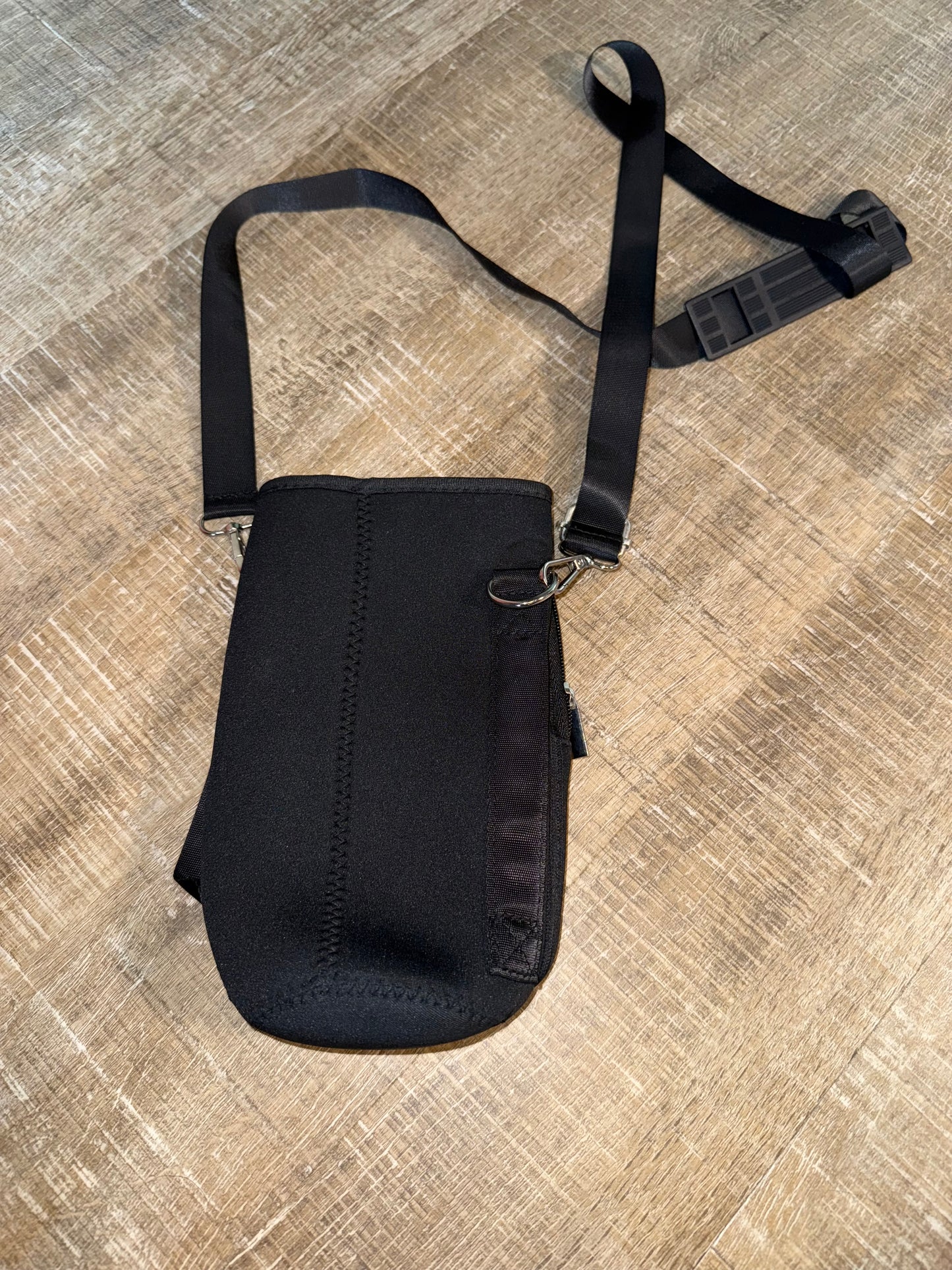 Black Tumbler Crossbody Holder with Zipped Front Pocket & Side Handle