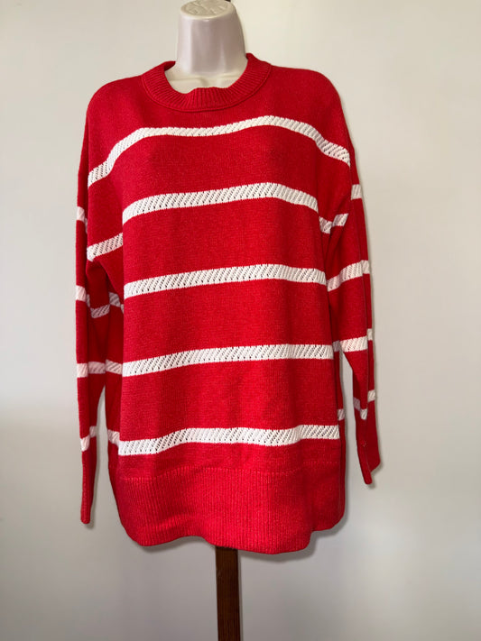 NWT Aerie (Small) Brand New Red & White Striped Oversized Sweater