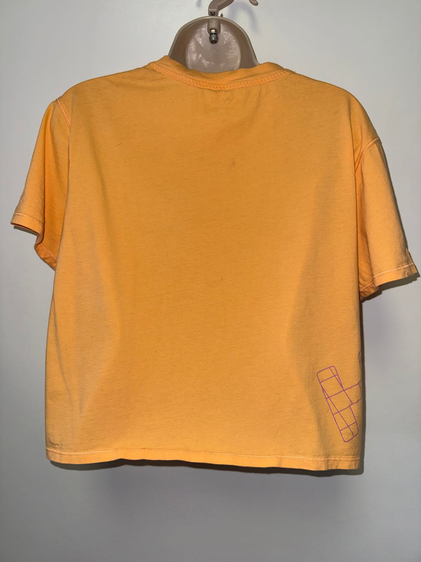 Hoka One (Medium) Orange Cropped T-Shirt with Pink Logo Side