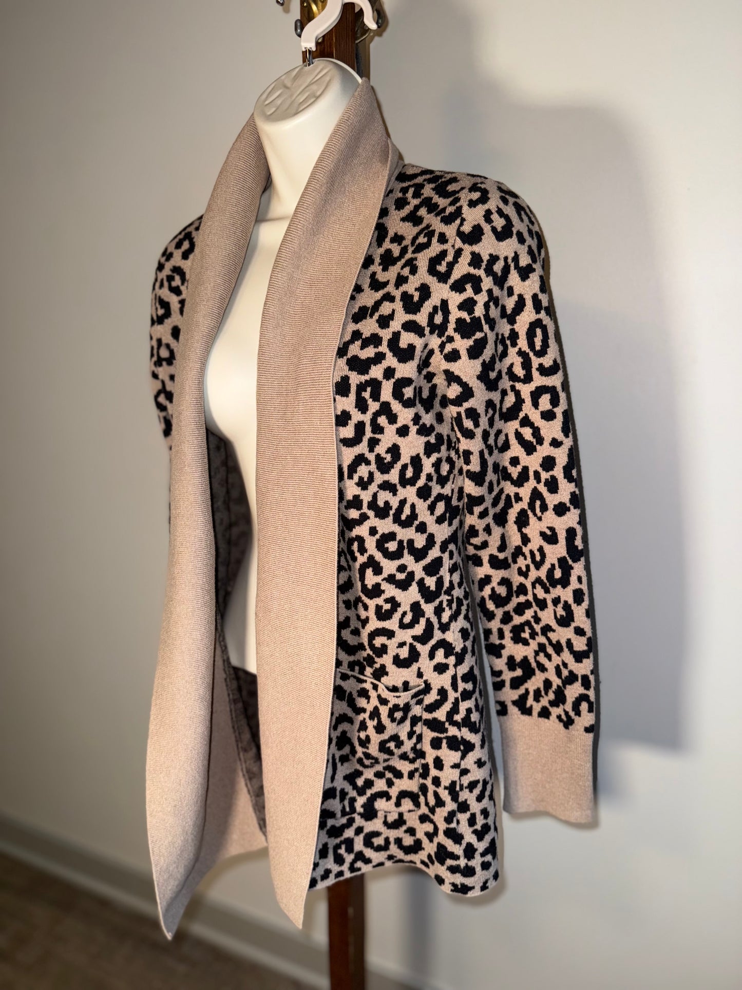 Yet Again (Large) Neutral Cheetah Print Sweater Cardigan
