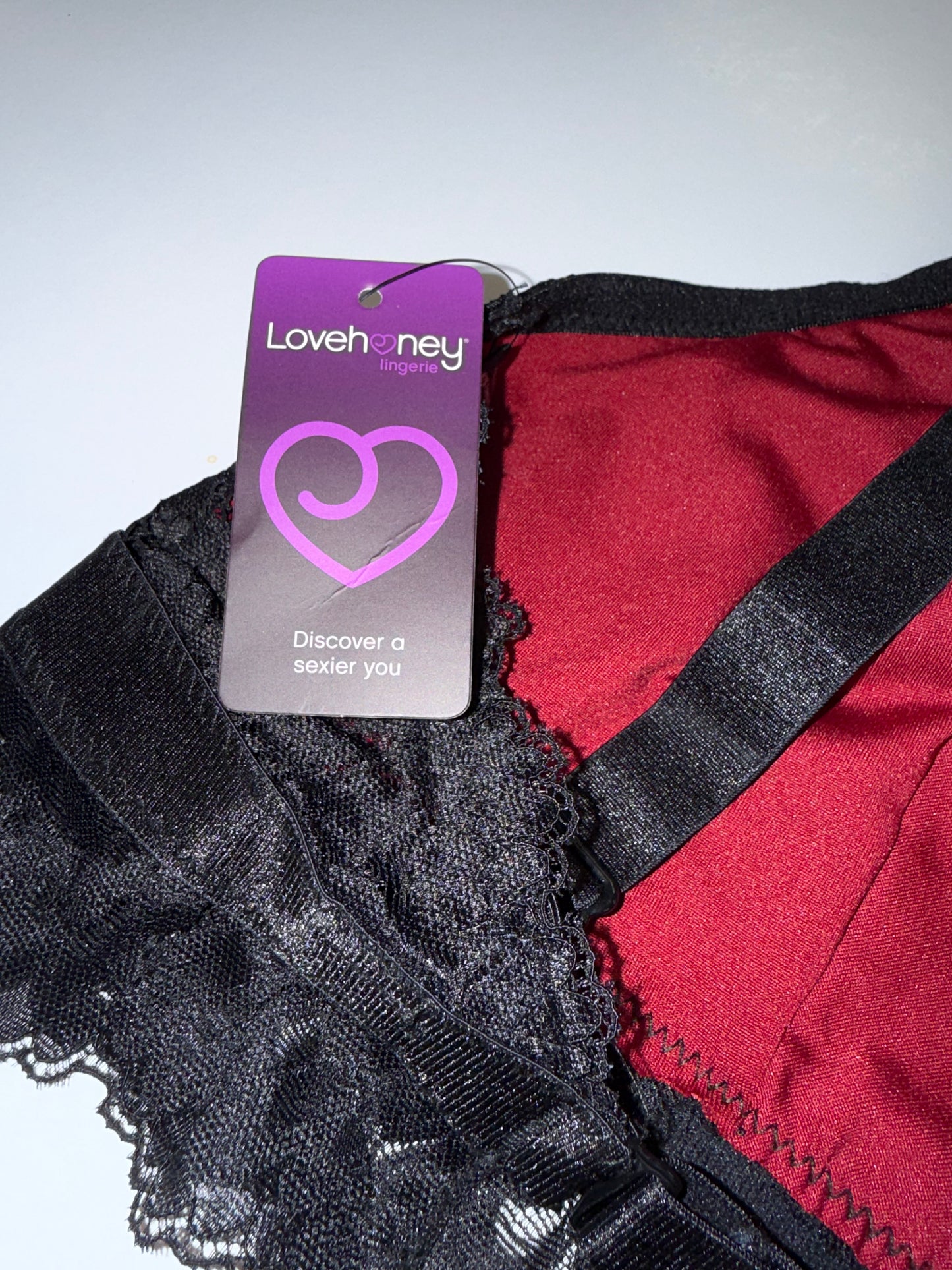 NWT LoveHoney (3X) Black and Red Lace Lingerie Bralette
