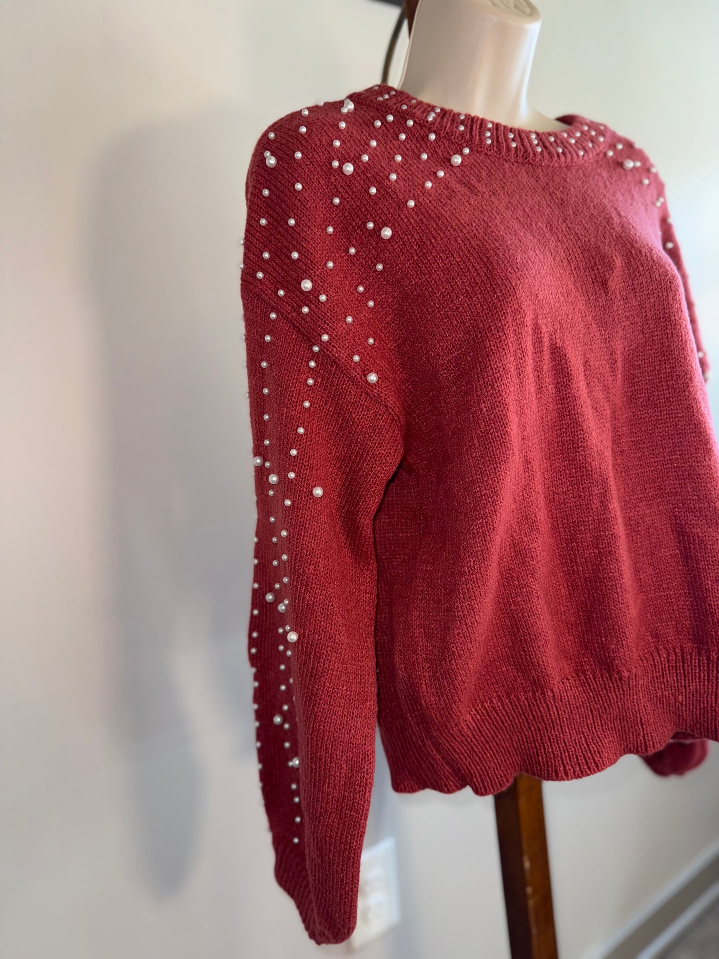 Staccato (Small/Medium) Burnt Orange Sweater with Pearl Sleeves
