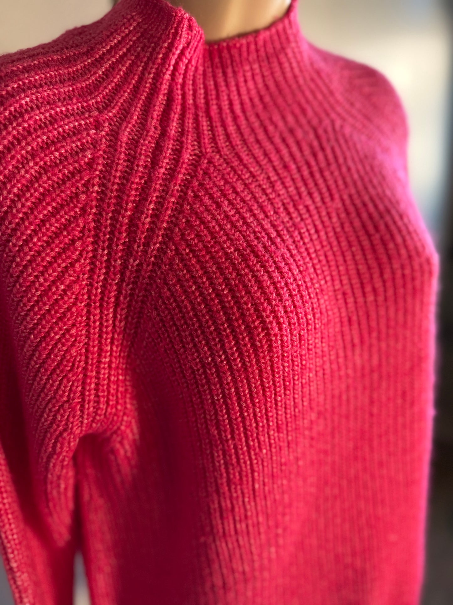 Michael Kors (Large) Hot Pink Knit High Neck Sweater