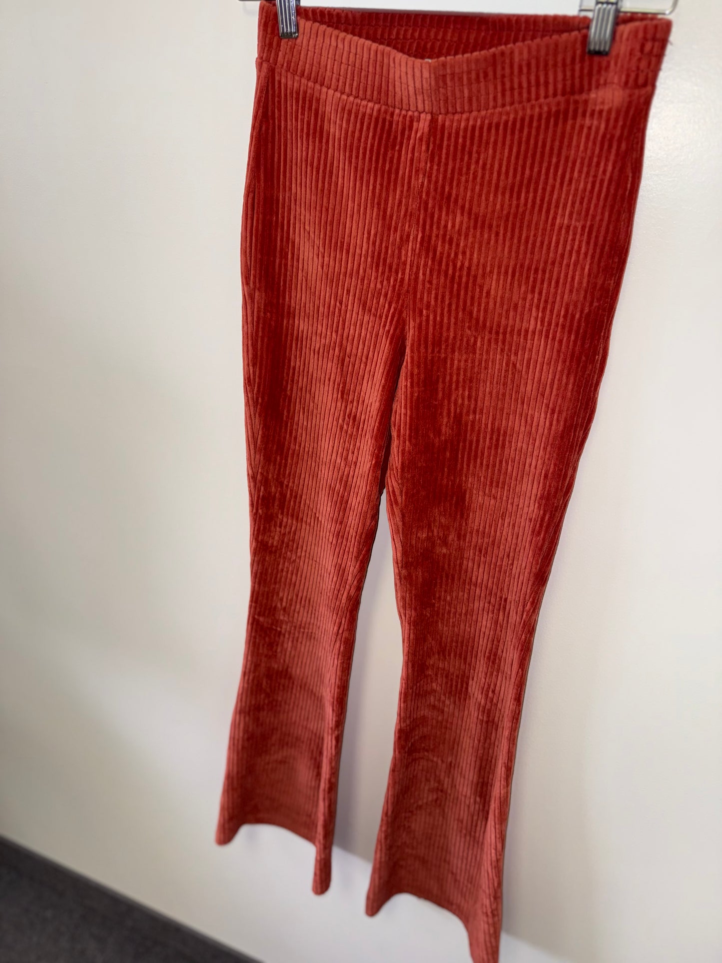 Aerie (Small) Burnt Orange Ribbed Flare Pants