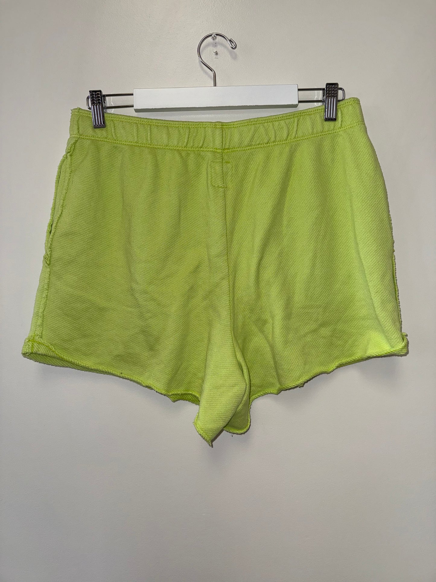 Aerie (Large) Neon Green Cut Off Sweat Shorts with Pockets