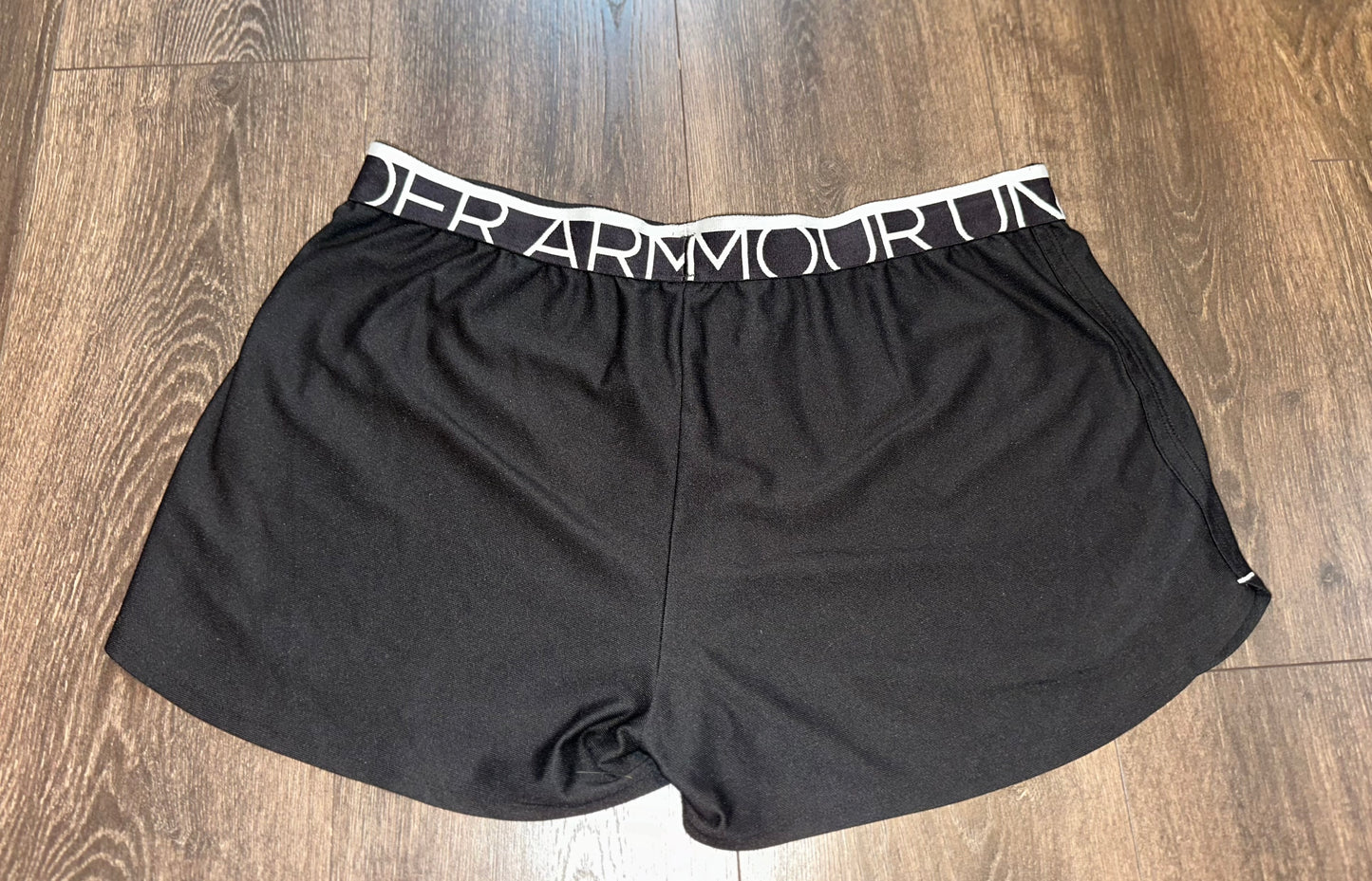 Under Armour (Large) Black/White Sporty Shorts with Logo Waistband