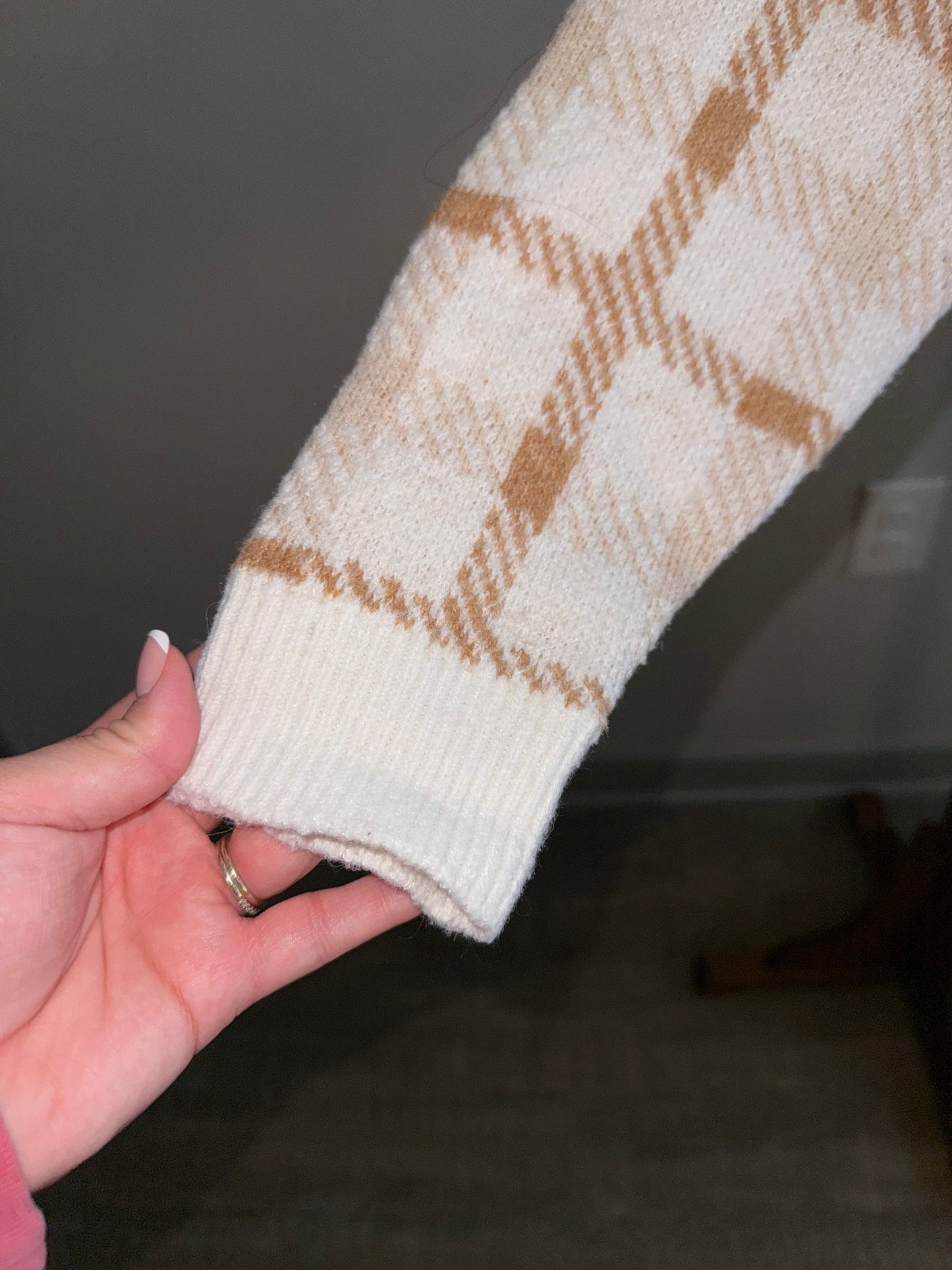 Philosophy (XS) Neutral Plaid Sweater Cardigan