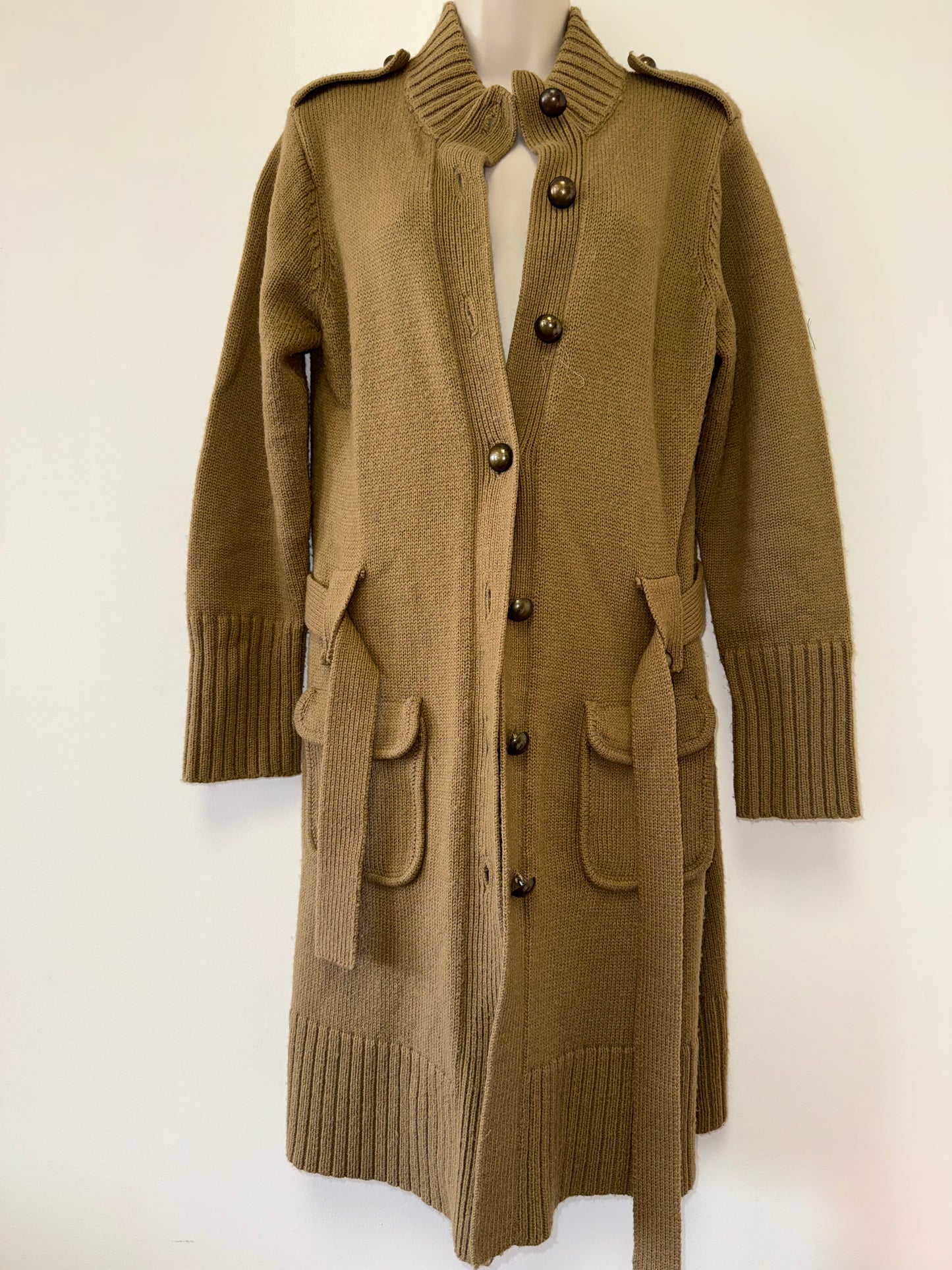 Apt. 9 (Medium) Brown Wool Knit Sweater Cardigan//Button Up Knit Trench Coat