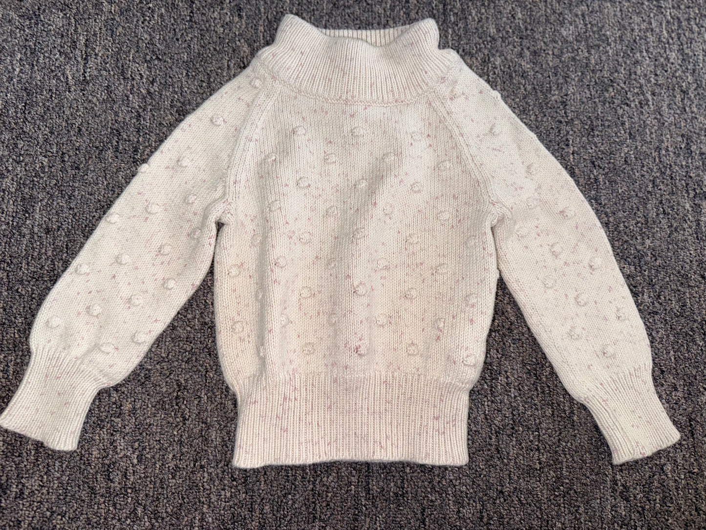 Jamie Kay (6-12 Months) Neutral Knit Sweater with Ribbed Trim & High Neck