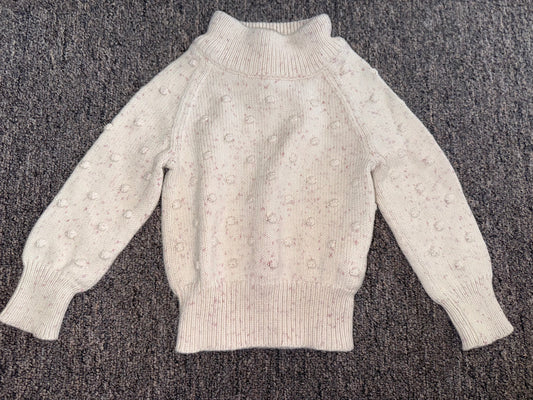 Jamie Kay (6-12 Months) Neutral Knit Sweater with Ribbed Trim & High Neck