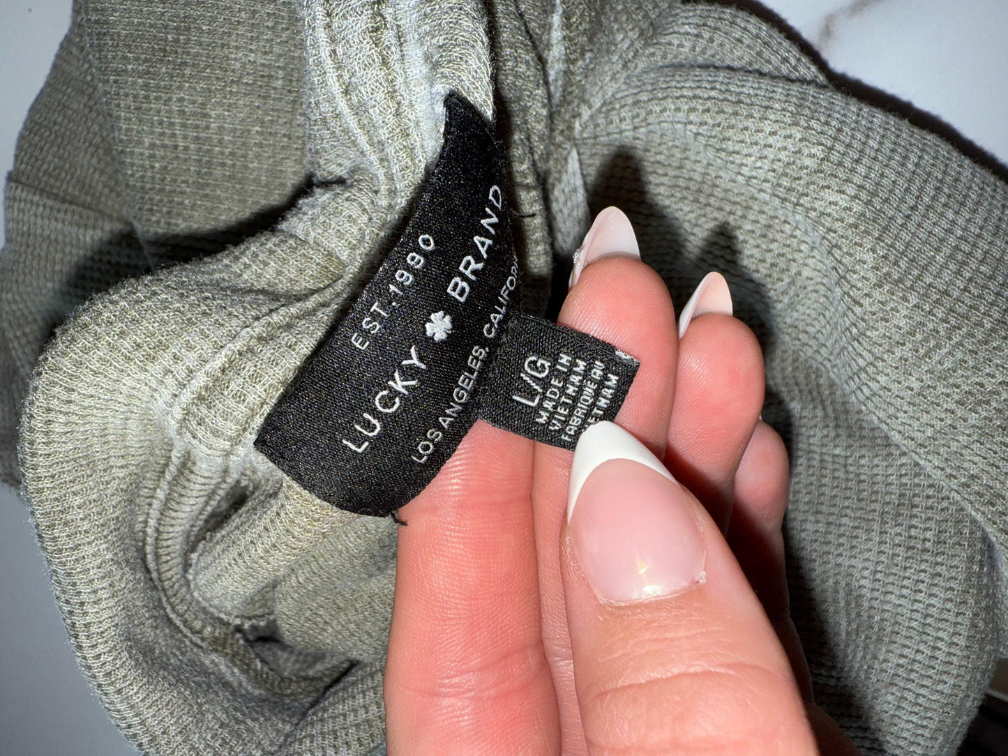 Lucky Brand (Large) Green Waffle Knit Long Sleeve with Hood