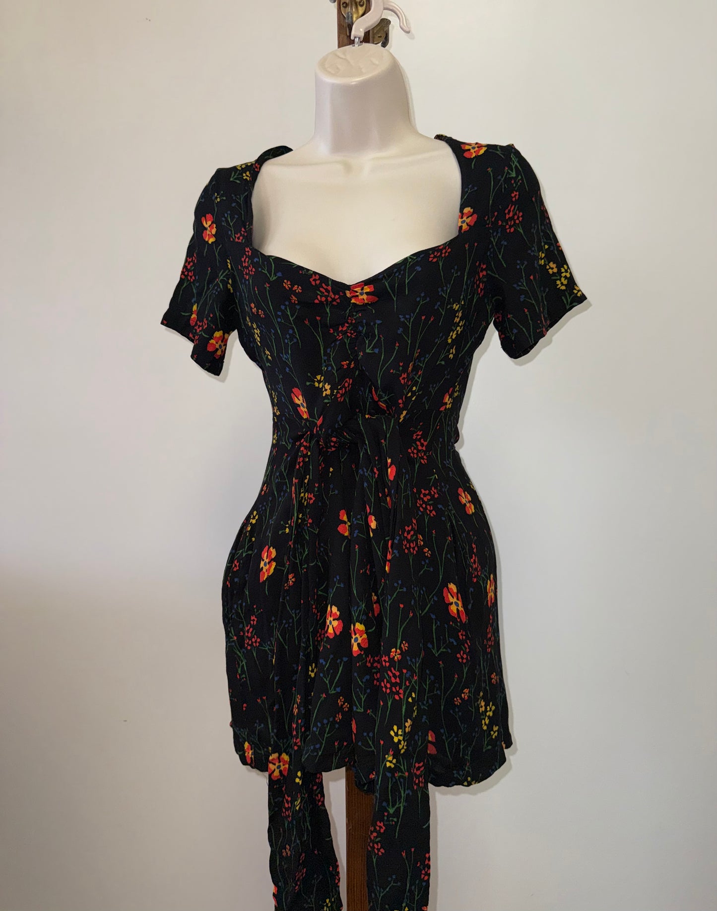 Free People (4) 'Bet You Do' Black Romper with Colorful Flower Pattern