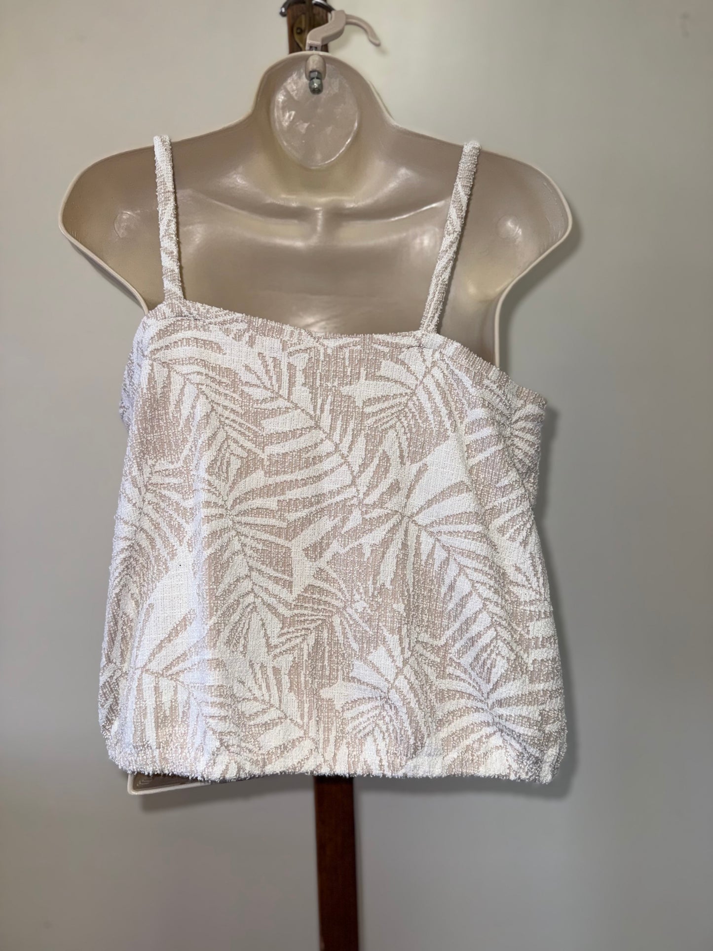 LOFT (Small) Cream/White Leaf Pattern Tank Top