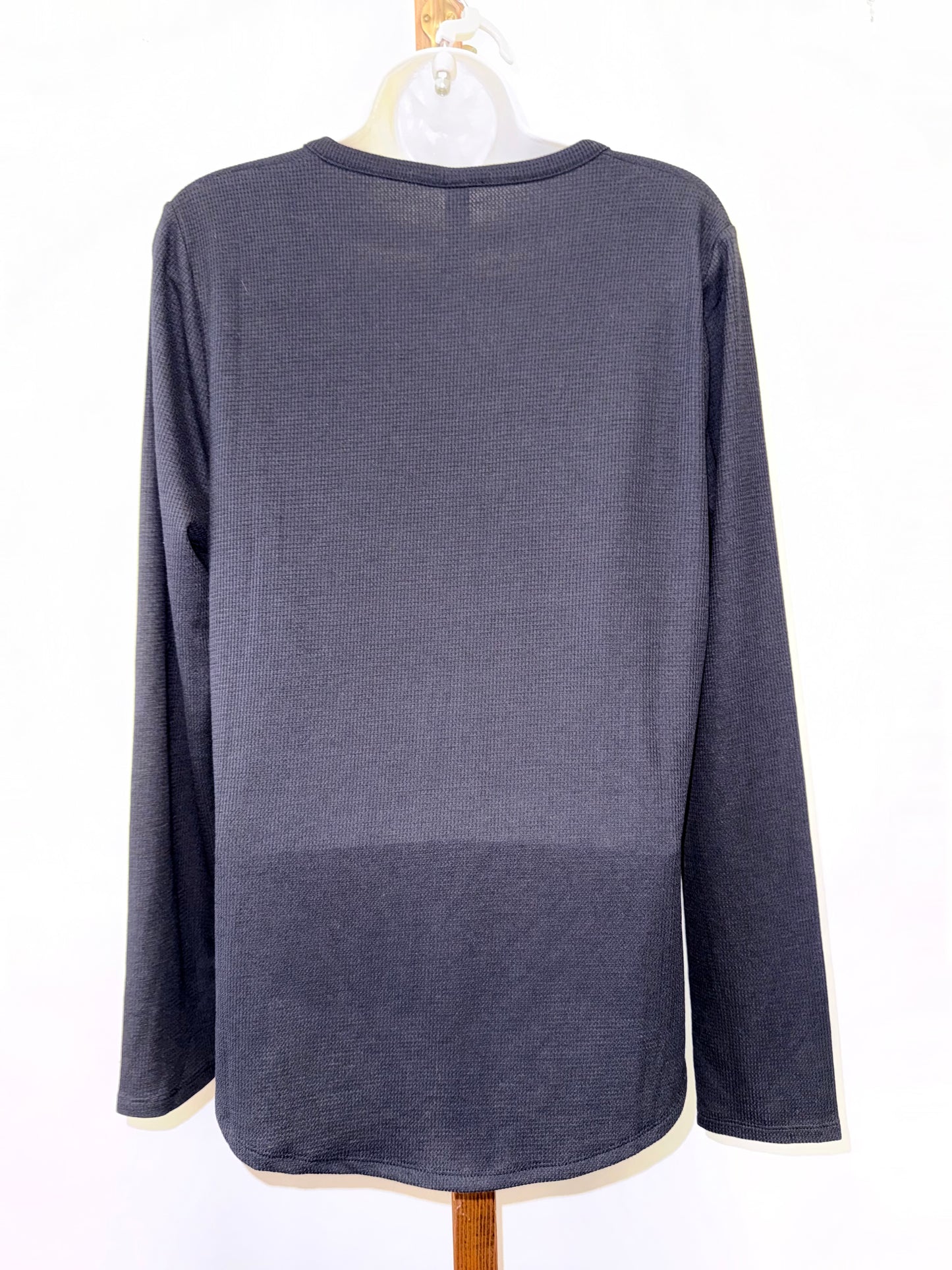 NWT Athleta (L) Brand New Black 3/4 Button Down Waffle Knit Wind Down Sleep Top