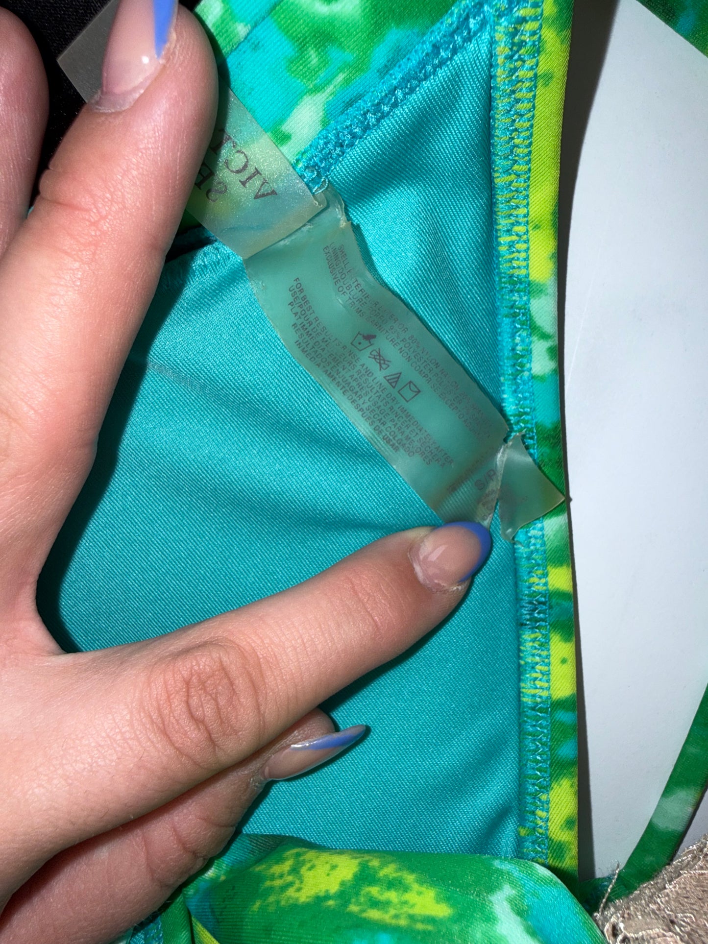Victoria's Secret (Small) Green and Blue Tie-Dye Bikini Top