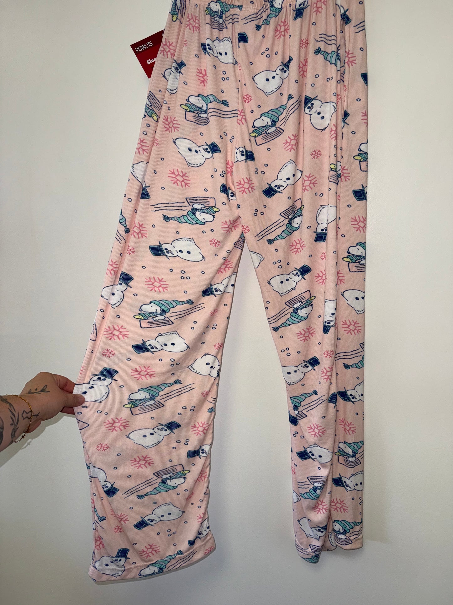NWT Peanuts (Small) Brand New Pink Snowmen Christmas PJ Pants