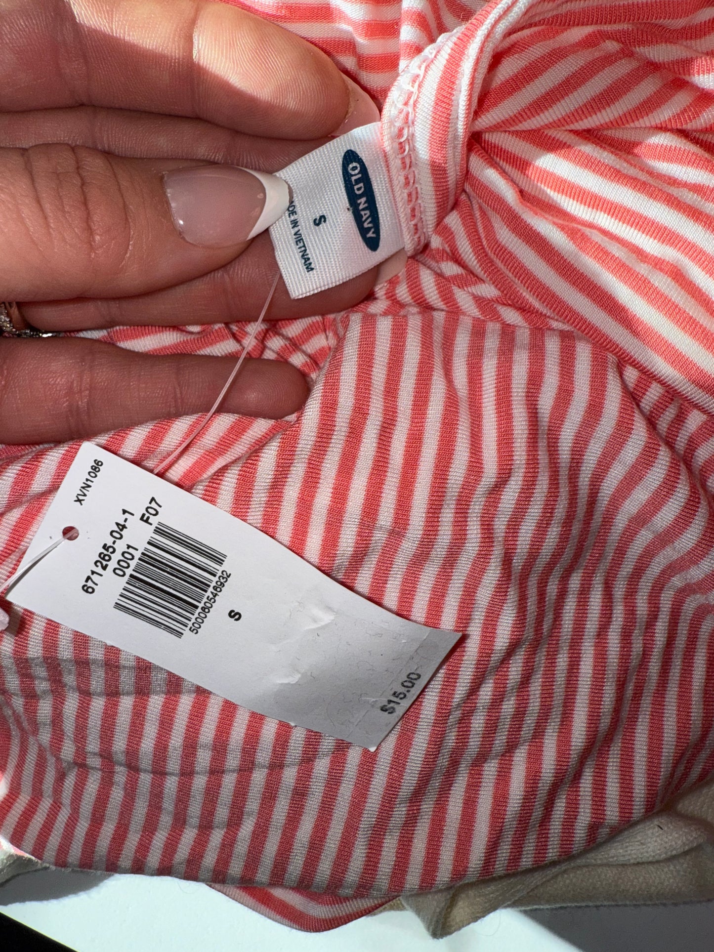 NWT Old Navy (Small) Brand New Orange//White Striped Short Sleeve Crop Top