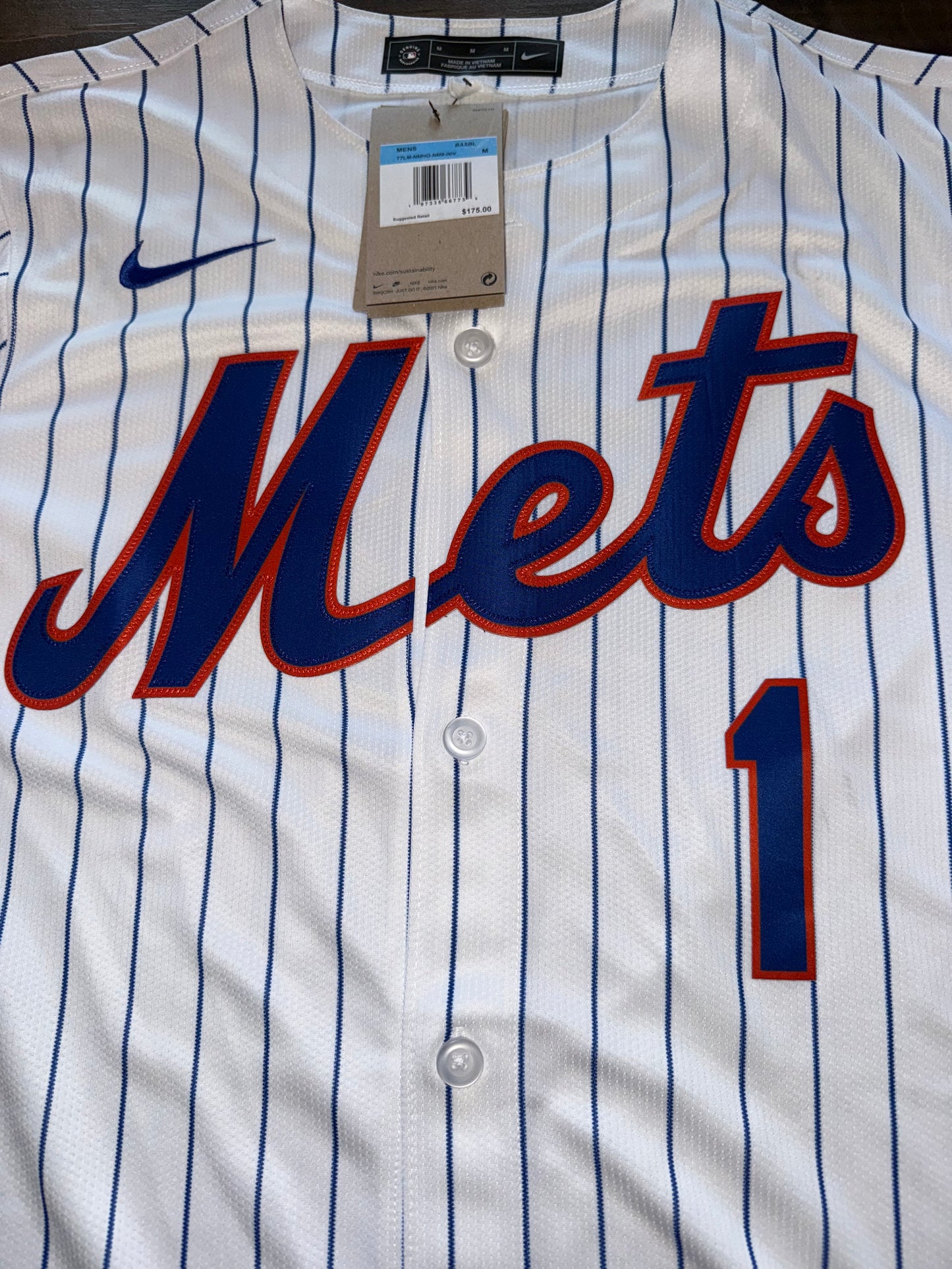 NWT Nike (Medium) Brand New Mets McNeil #1 Striped Baseball Jersey
