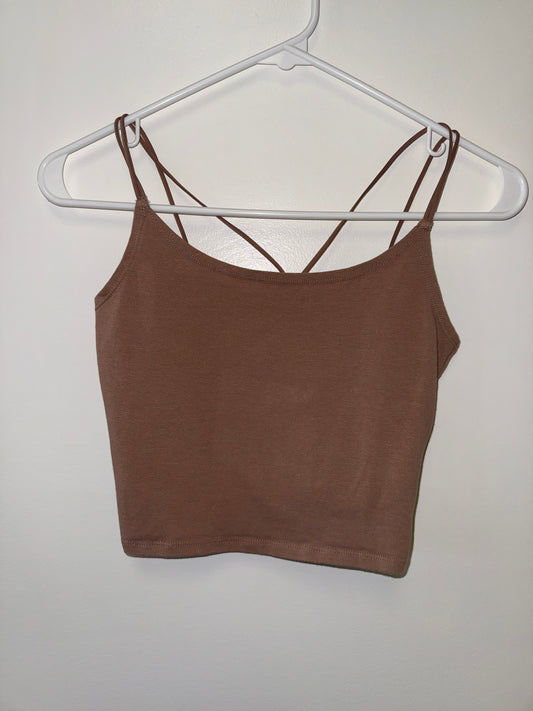 Abercrombie & Fitch (Small) Brown Cropped Light Cami Tank Top